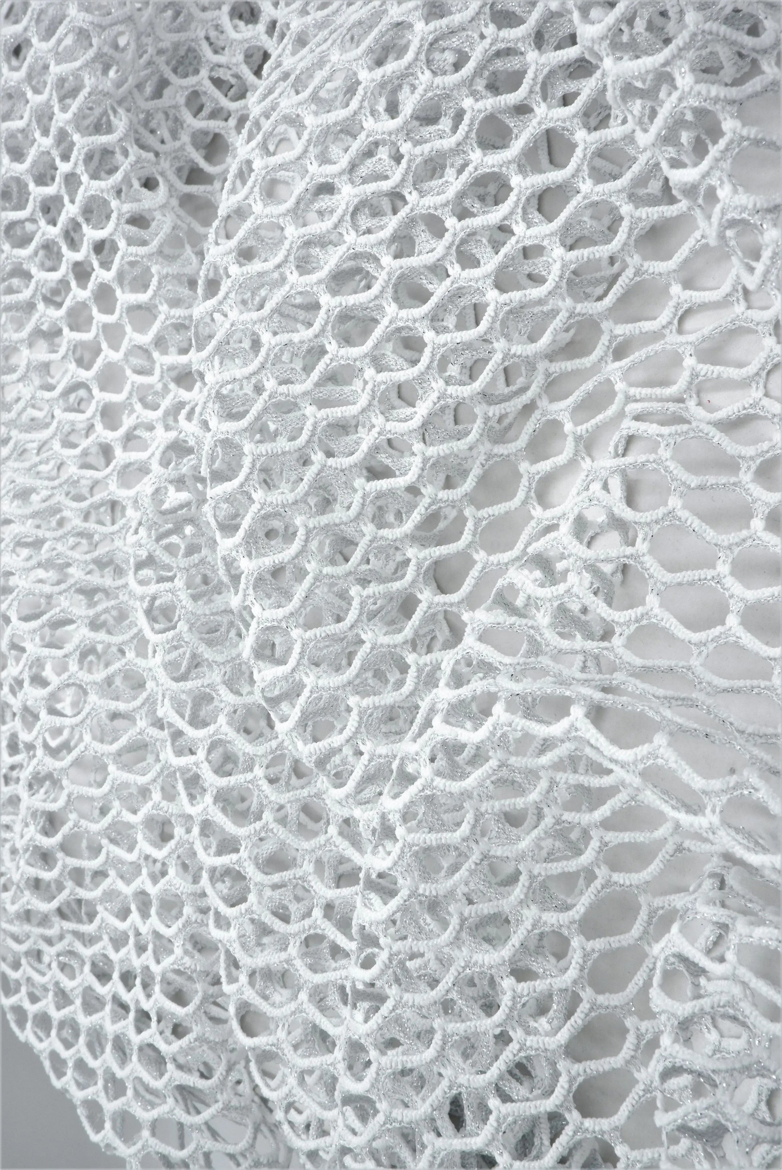 MESH-4467 WHT/SILVER BLOUSE BODYSUIT CAMI FLOCKING LOUNGEWEAR LUREX MESH NO-PRINT POLYESTER SILVER SOLID SPANDEX STRETCH TOPS TUNICS WHITE