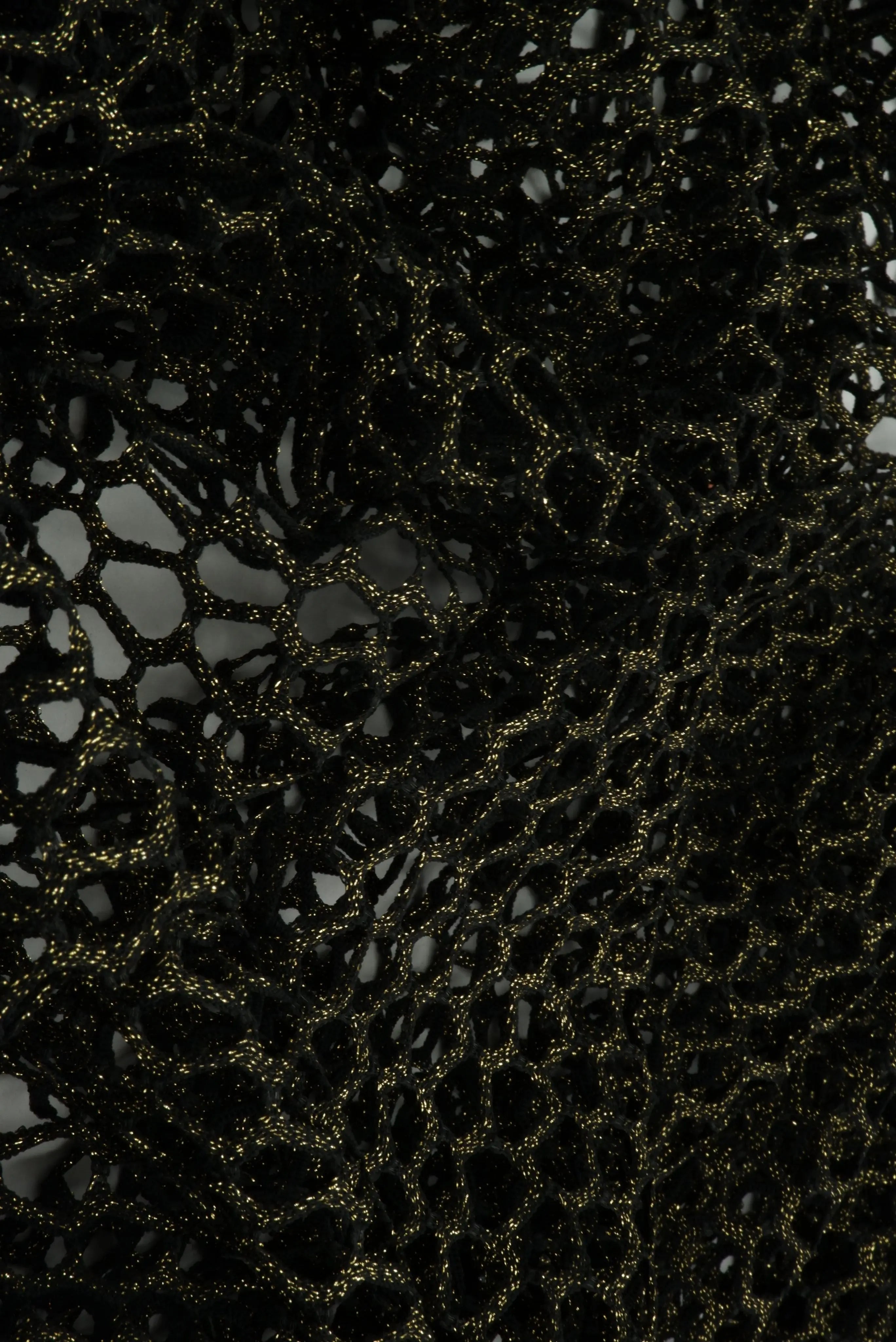 MESH-4467 BLK/GOLD BLACK BLOUSE BODYSUIT CAMI FLOCKING GOLD LOUNGEWEAR LUREX MESH NO-PRINT POLYESTER SOLID SPANDEX STRETCH TOPS TUNICS