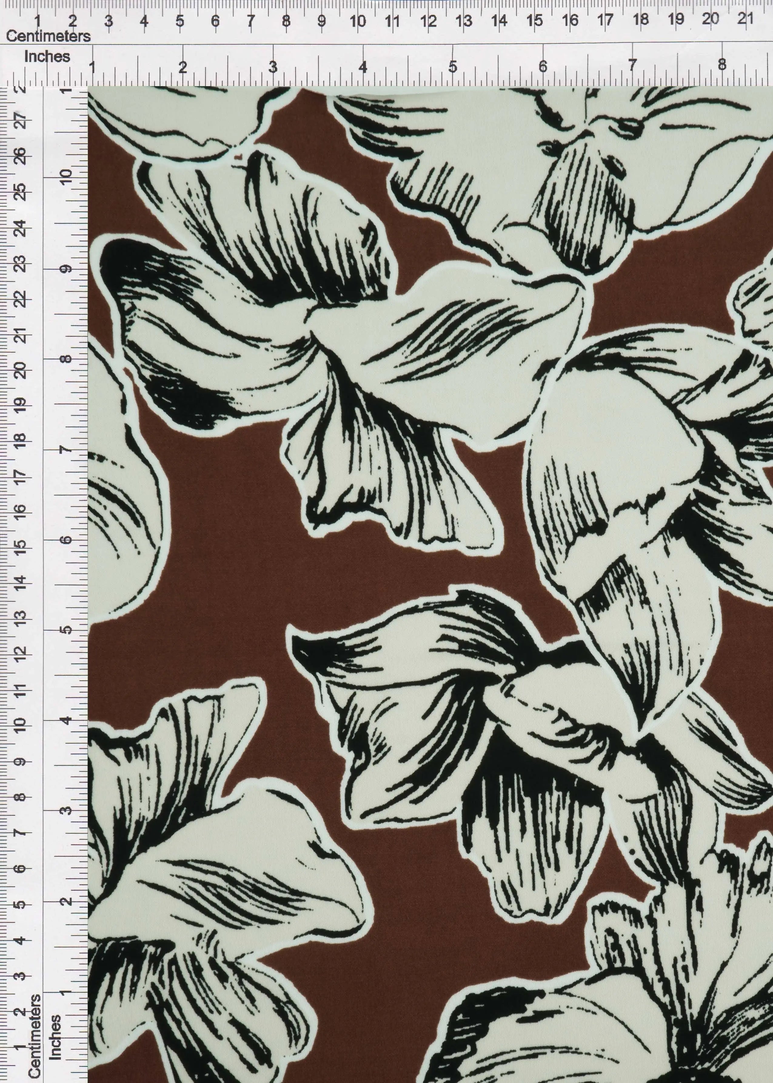 ITY-MS11099 BROWN FLOWER ACTIVEWEAR BIG BIKER SHORTS BLOUSE BODYSUIT BOTTOMS CAMI DRESS FLORAL ITY KOREAN KNIT LOUNGEWEAR PANTS POLYESTER PRINT SKIRTS SPANDEX TOPS TUNICS