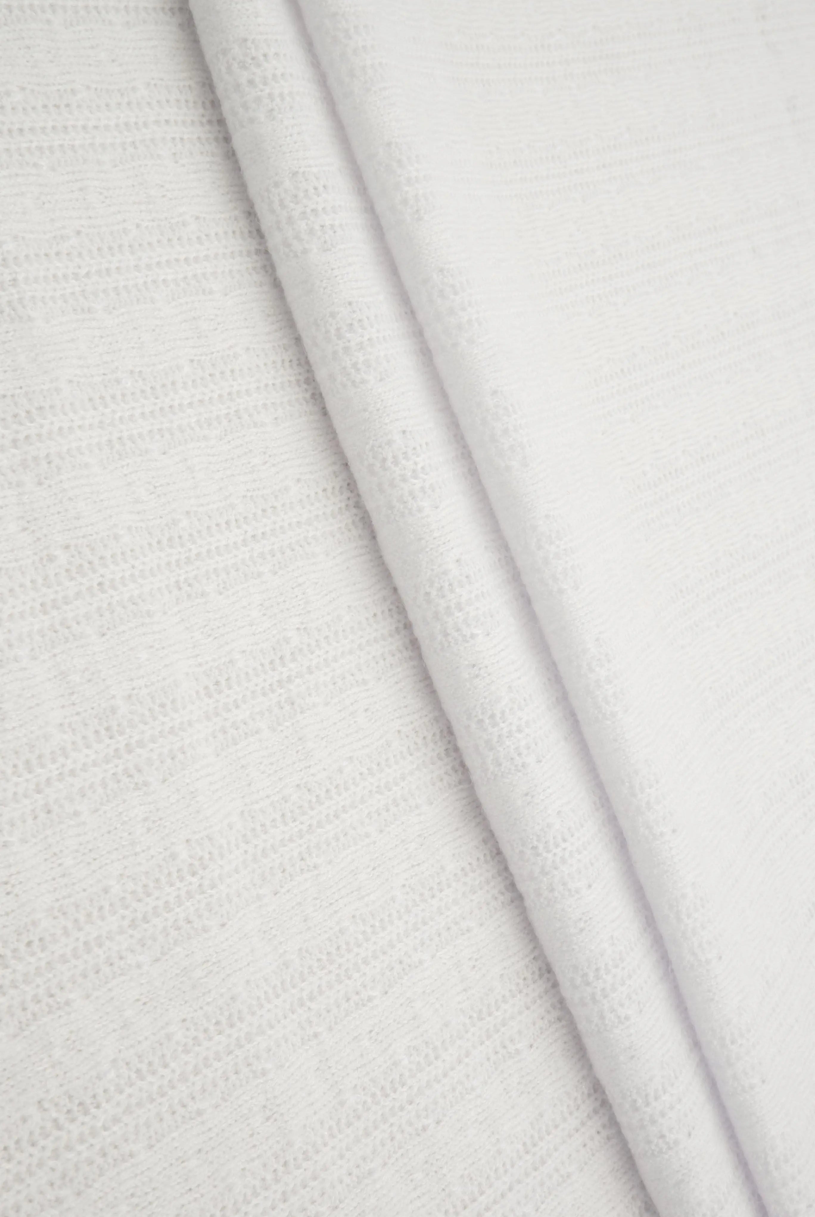 KNT1755R WHITE BODYSUIT BOTTOMS CAMI DRESS KNIT LOUNGEWEAR NO-PRINT PANTS POLYESTER RIBBED SKIRTS SOLID SPANDEX STRETCH SWEATER TOPS TUNICS