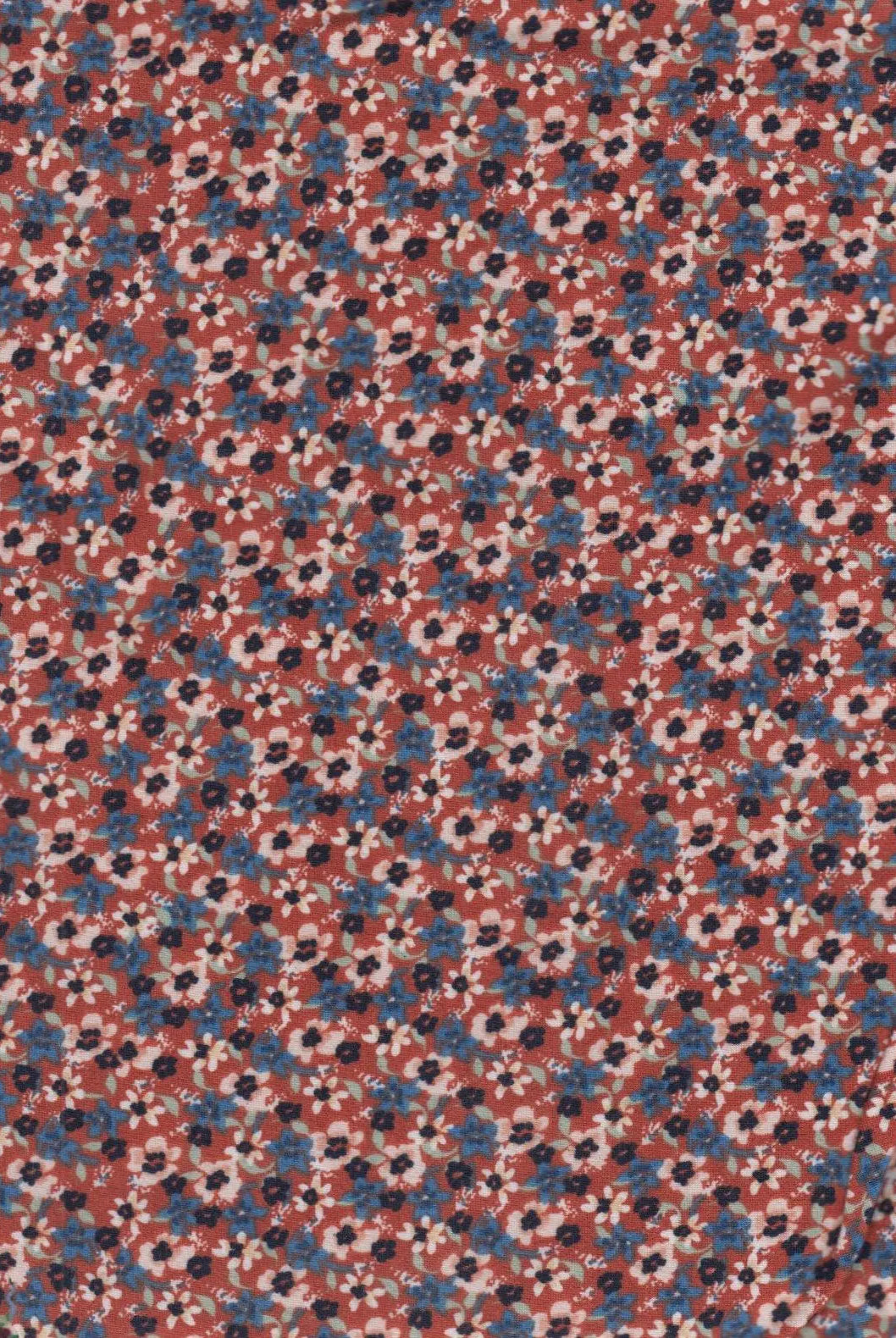 KNT2100-MS11150 TERRACOTTA BLOUSE BODYSUIT CAMI DITSY DRESS DTY BRUSHED FLORAL FLOWER KNIT POLYESTER PRINT SKIRTS SPANDEX STRETCH T-SHIRT TOPS TUNICS