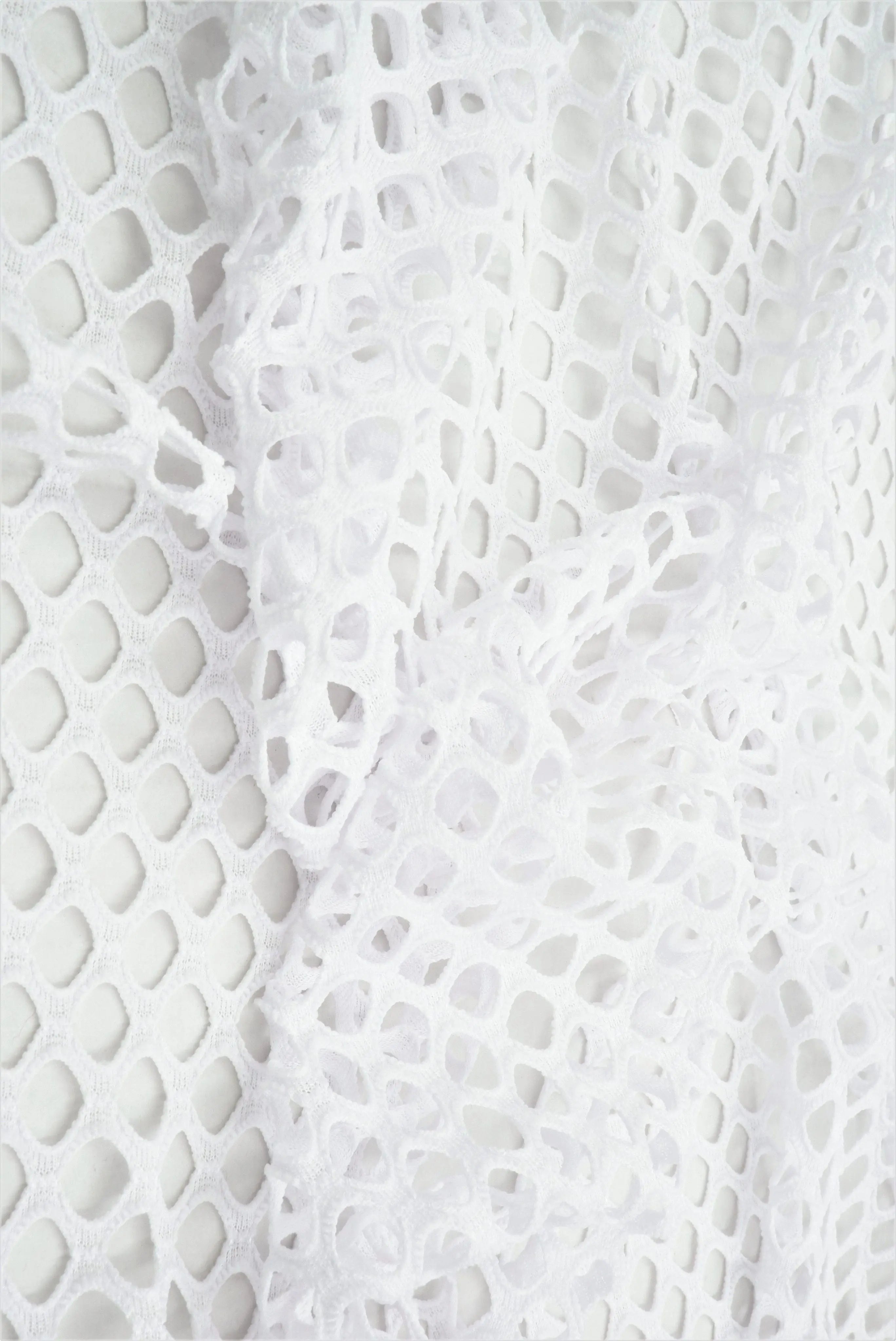 MESH-4472 WHITE BLOUSE BODYSUIT CAMI FLOCKING LOUNGEWEAR MESH NO-PRINT POLYESTER SOLID STRETCH TOPS TUNICS WHITE