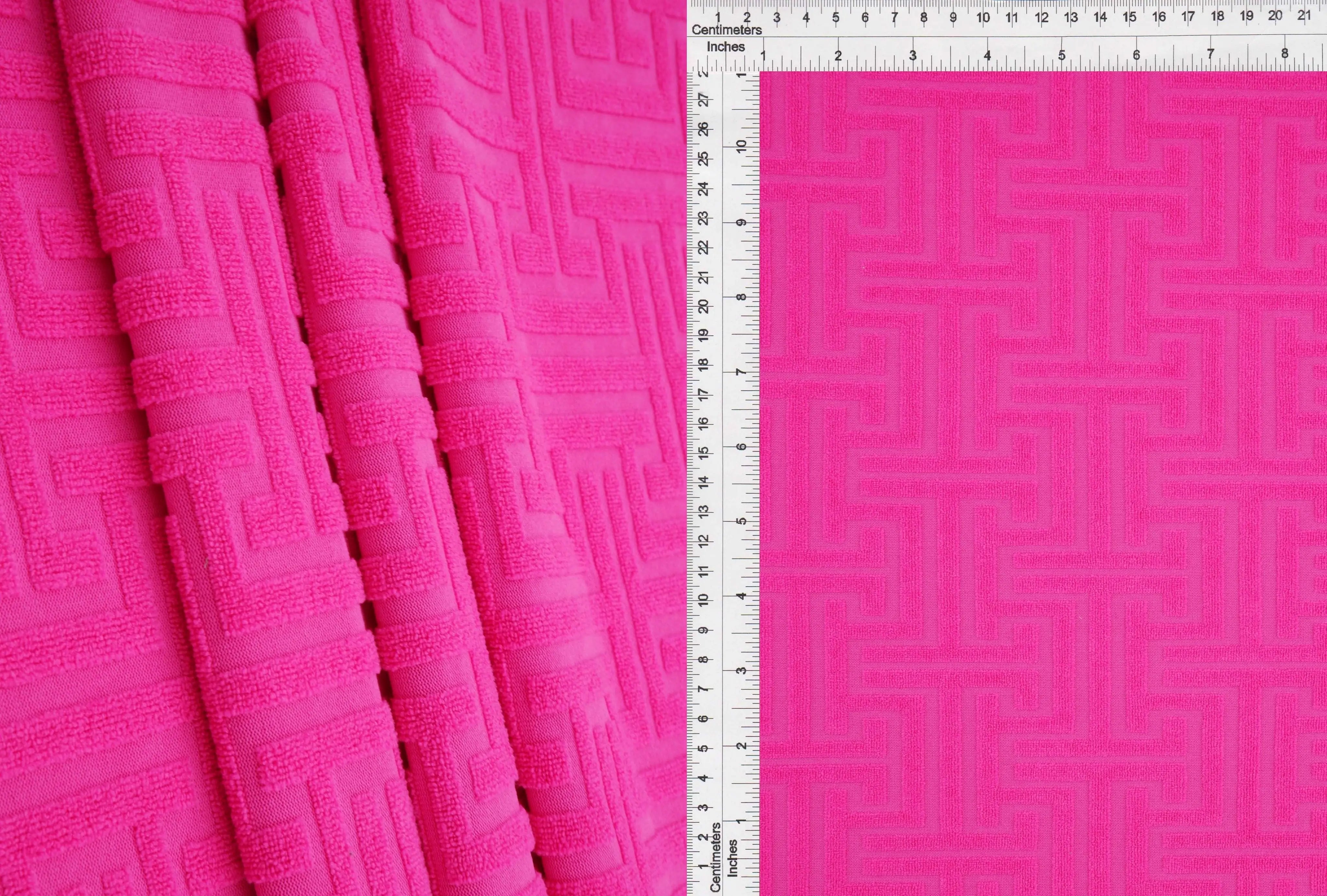 JACQ-4475 FUCHSIA BOTTOMS DRESS GEOMETRIC JACQUARD KNIT LIVERPOOL MAGENTA OUTERWEAR PANTS POLYESTER SKIRTS SOLID SPANDEX STRETCH SWEATER TOPS