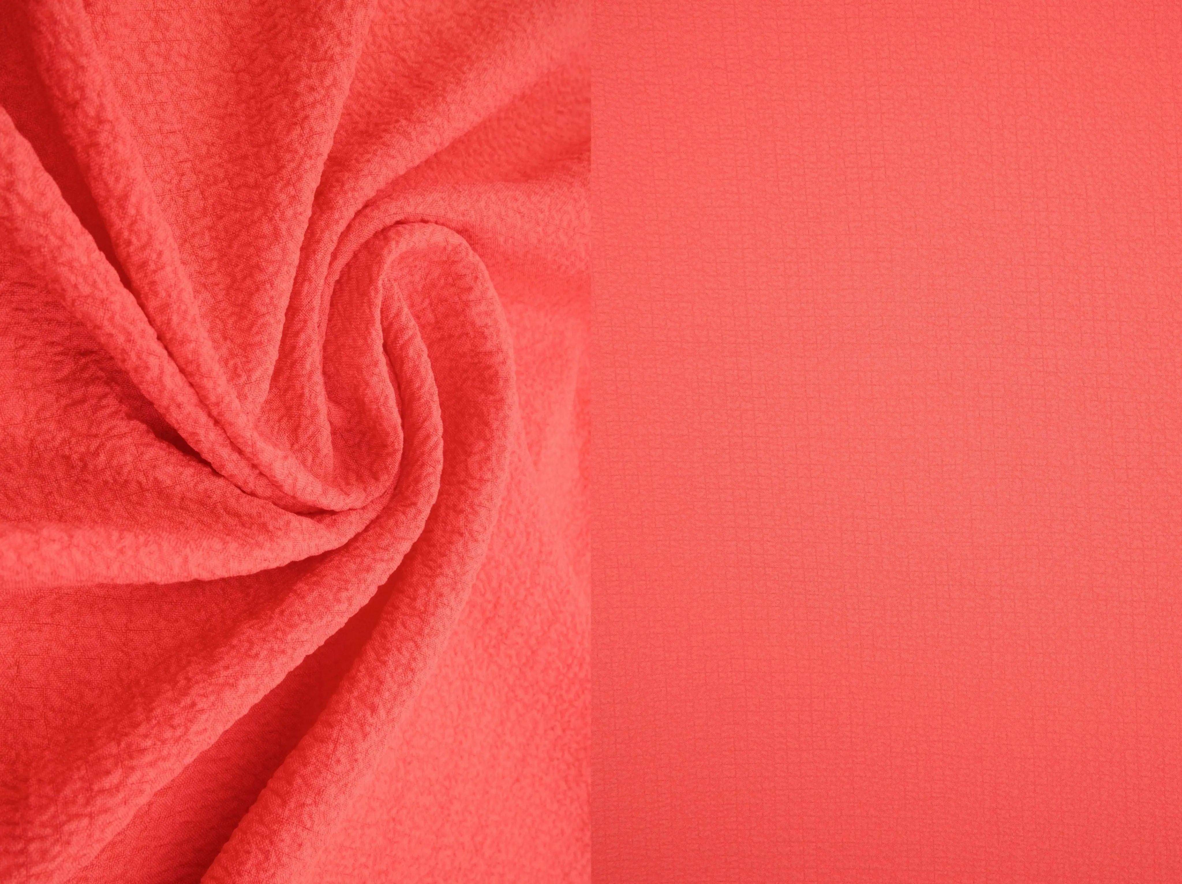 POP4458 CORAL BRIGHT BLOUSE BODYSUIT BOTTOMS CAMI DRESS JACQUARD NO-PRINT NON STRETCH PANTS POLYESTER SKIRTS SOLID SPANDEX TOPS TUNICS WOVEN