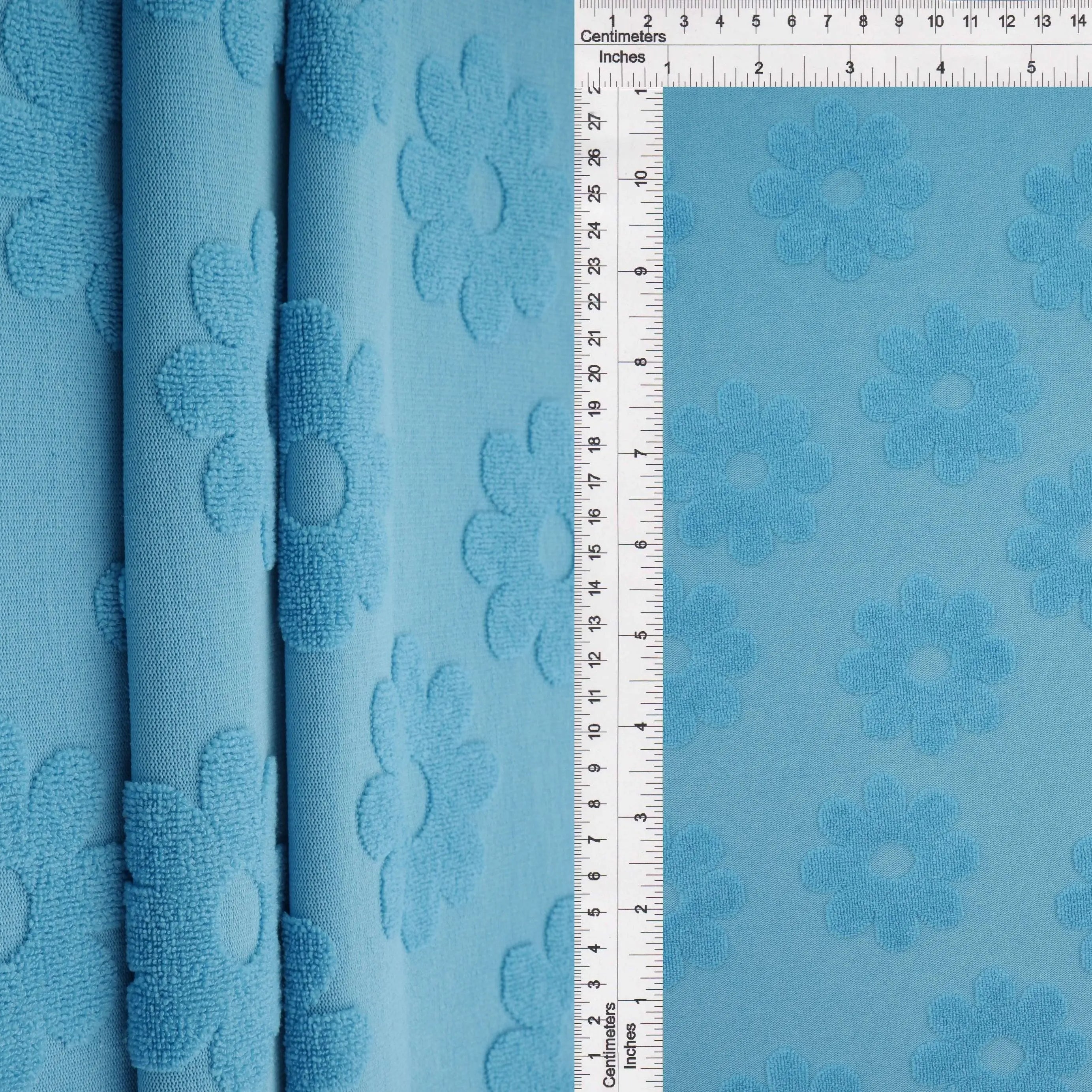 JACQ-4480 AQUA BLUE BLUE BOTTOMS DAISY FLOWER DRESS GEOMETRIC JACQUARD KNIT LIVERPOOL OUTERWEAR PANTS POLYESTER SKIRTS SOLID SPANDEX STRETCH SWEATER TOPS