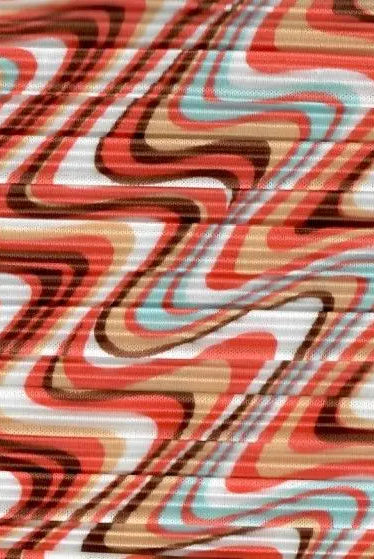 KNT4470-Q20501B CORAL/BROWN ABSTRACT BLOUSE BODRE BODYSUIT BOTTOMS CAMI DRESS GEOMETRIC INTERLOCK KNIT PANTS PLEATED POLYESTER PRINT SKIRTS STRETCH TOPS