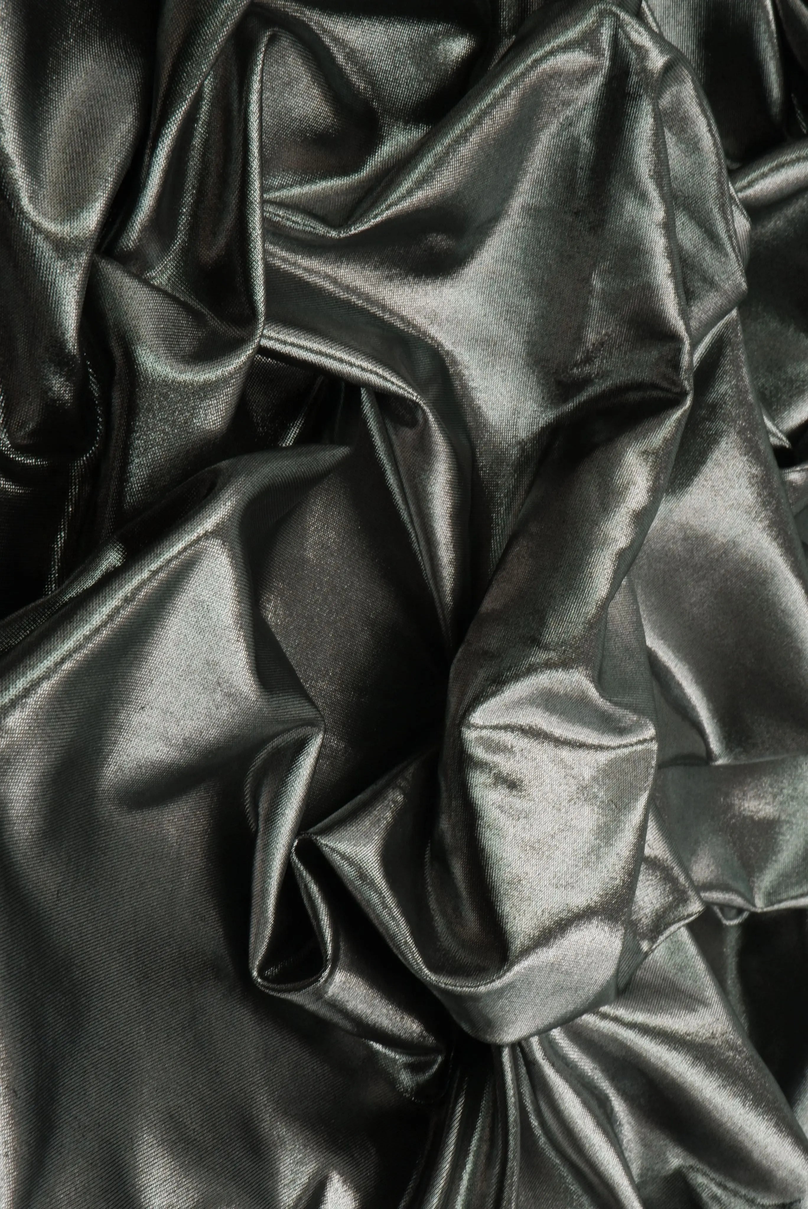 KNT4485 SILVER BODYSUIT BOTTOMS DRESS FDY FOIL KNIT NO-PRINT POLYESTER SOLID SPANDEX STRETCH