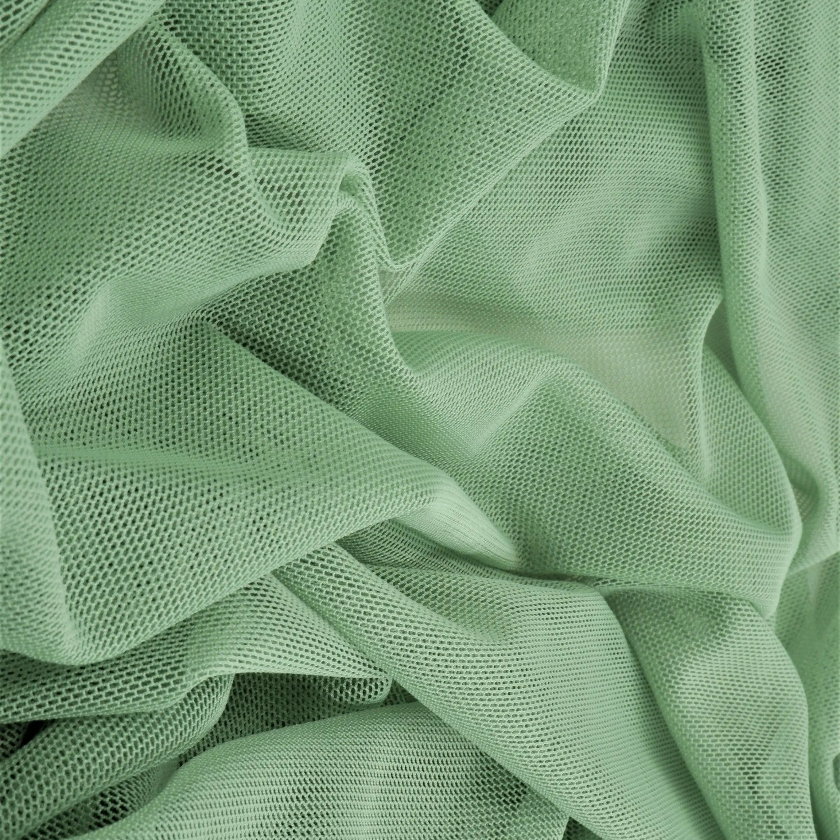 MESH-2000 SAGE-R BLOUSE BODYSUIT CAMI FLOCKING GREEN LOUNGEWEAR MESH NO-PRINT POLYESTER SOLID SPANDEX STRETCH TOPS TUNICS