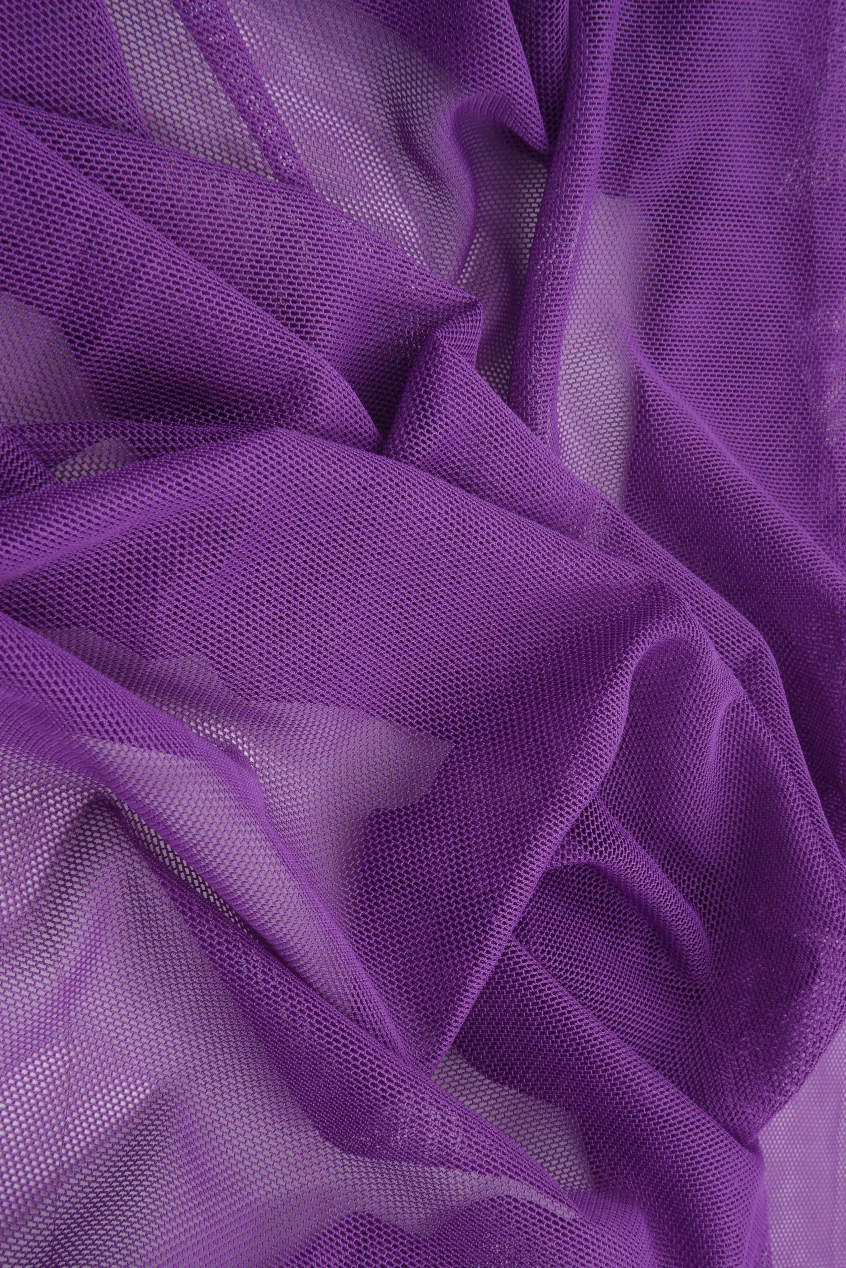 MESH-2000 VIOLET BLOUSE BODYSUIT CAMI FLOCKING LOUNGEWEAR MESH NO-PRINT POLYESTER SOLID SPANDEX STRETCH TOPS TUNICS VIOLET