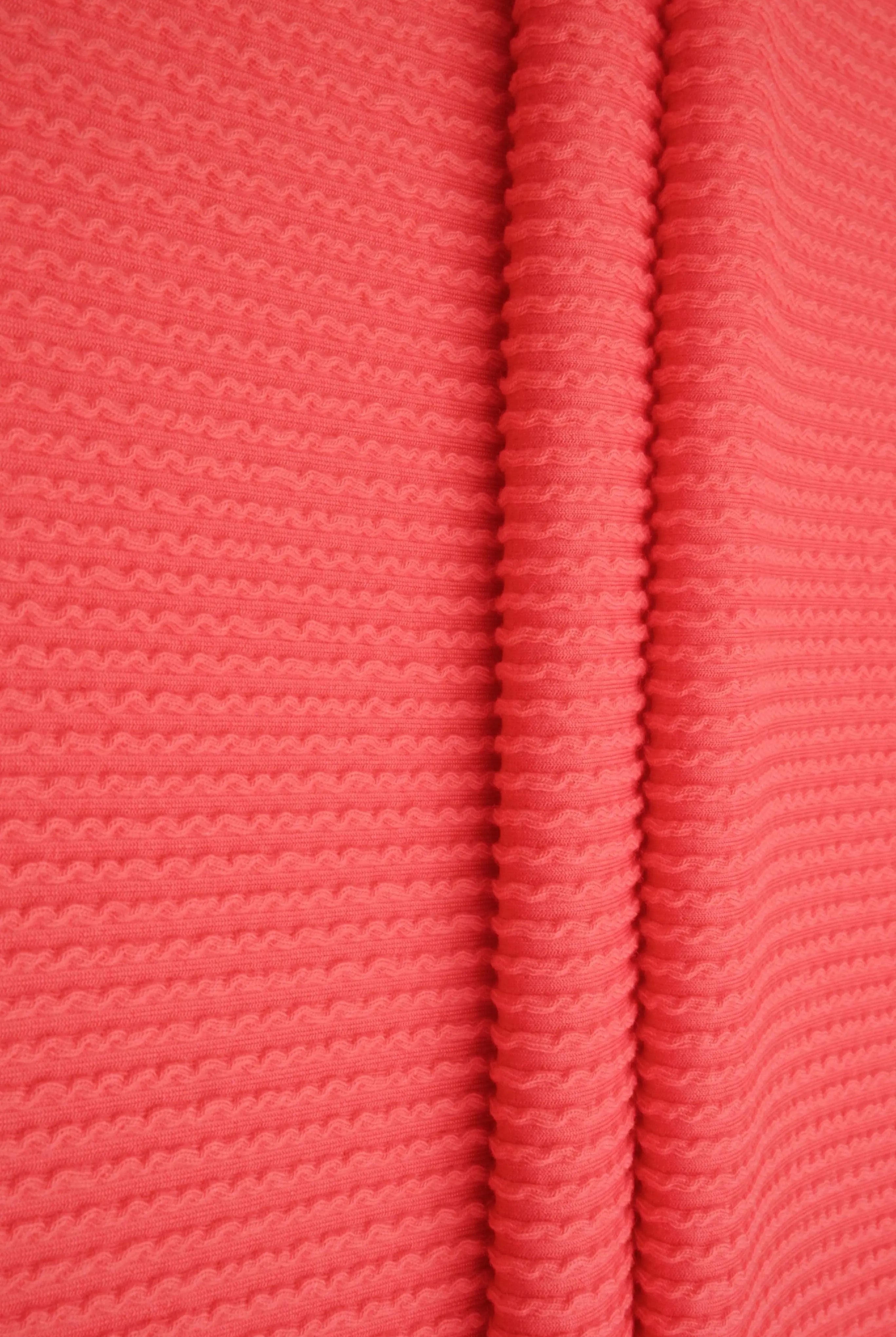 KNT4204 CORAL RED BIKER SHORTS BODYSUIT BOTTOMS DOUBLE KNIT DRESS NO-PRINT PANTS POLYESTER RAYON RED RIB SKIRTS SOLID SPANDEX STRETCH TOPS TUNICS URBAN