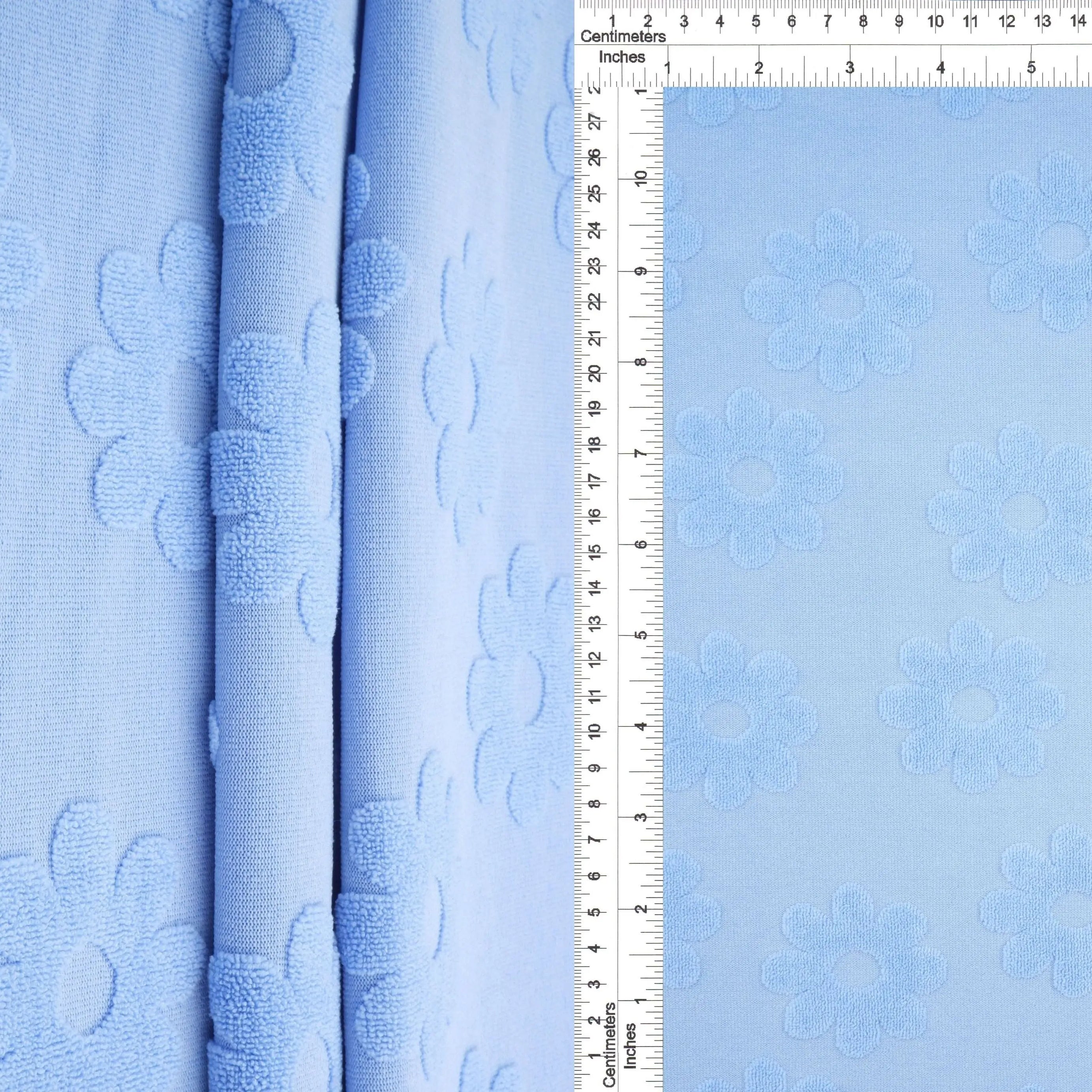 JACQ-4480 BLUE LT BOTTOMS DAISY FLOWER DRESS GEOMETRIC JACQUARD KNIT LIVERPOOL OUTERWEAR PANTS POLYESTER SKIRTS SOLID SPANDEX STRETCH SWEATER TOPS