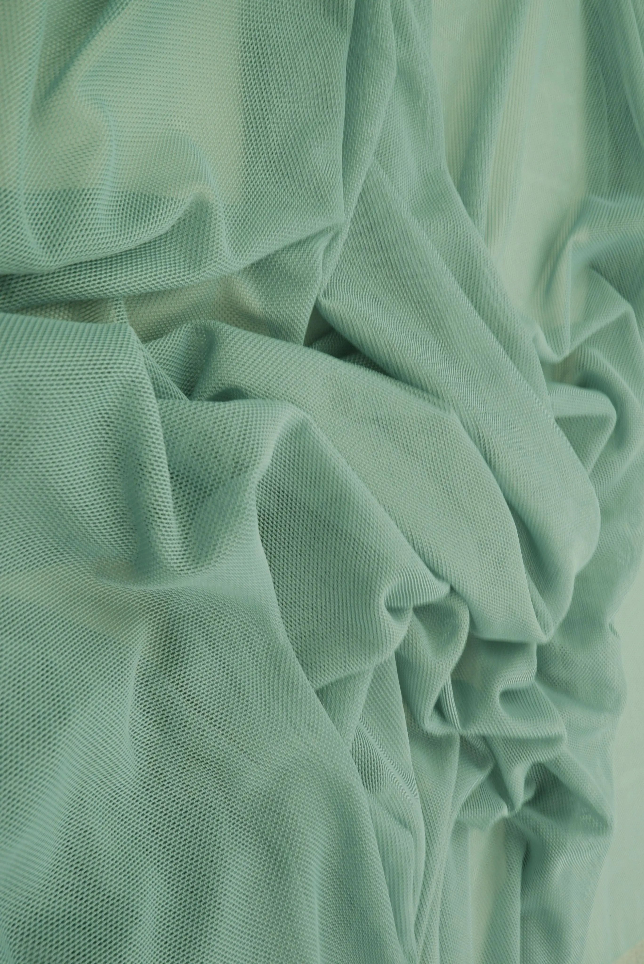 MESH-2000 SEAFOAM AQUA BLOUSE BODYSUIT CAMI FLOCKING GREEN LOUNGEWEAR MESH NO-PRINT POLYESTER SOLID SPANDEX STRETCH TOPS TUNICS