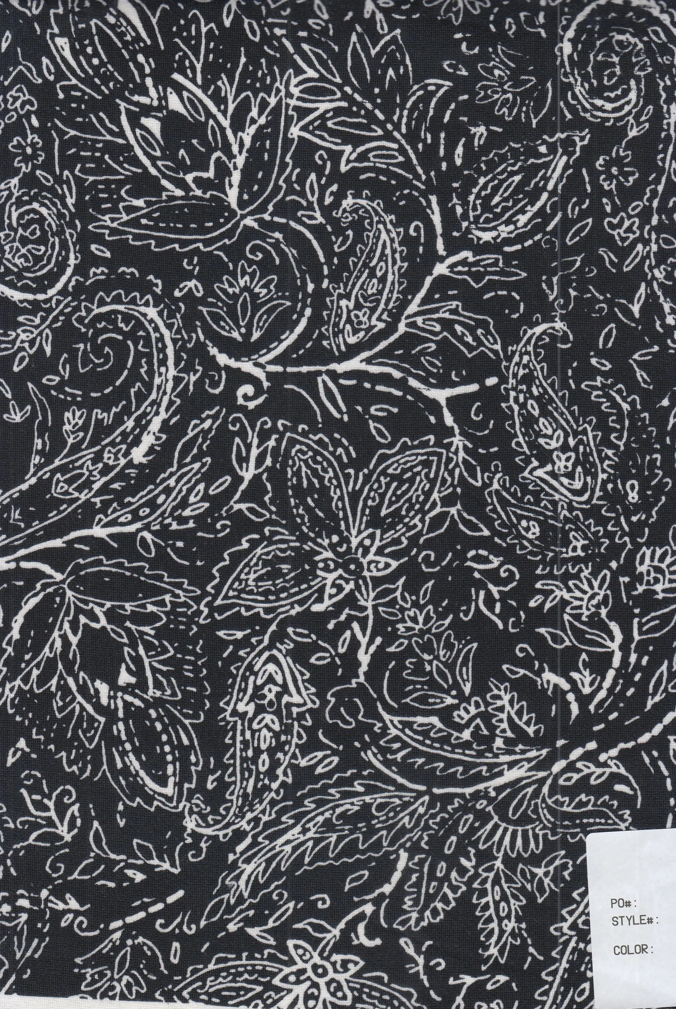 KNT2100-MS11175 BLACK ACTIVEWEAR BIKER SHORTS BLOUSE BODYSUIT BOTTOMS CAMI DRESS DTY BRUSHED KNIT PAISLEY POLYESTER PRINT SKIRTS SPANDEX STRETCH T-SHIRT TOPS