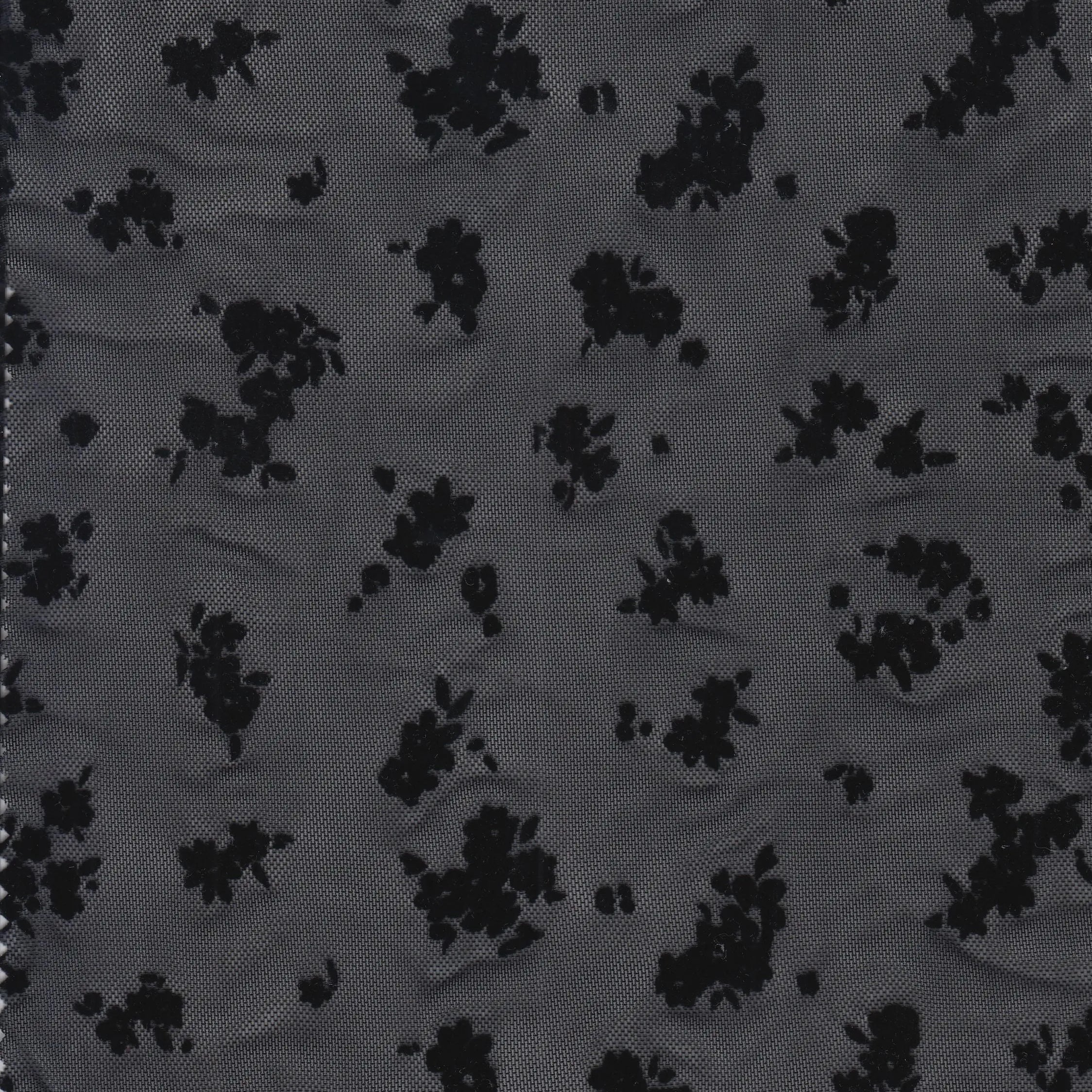 FLOCK-MS11282 BLACK BLACK BLOUSE BOTTOMS DRESS FLOCKING FLORAL MESH POLYESTER SKIRTS SOLID SPANDEX STRETCH TOPS