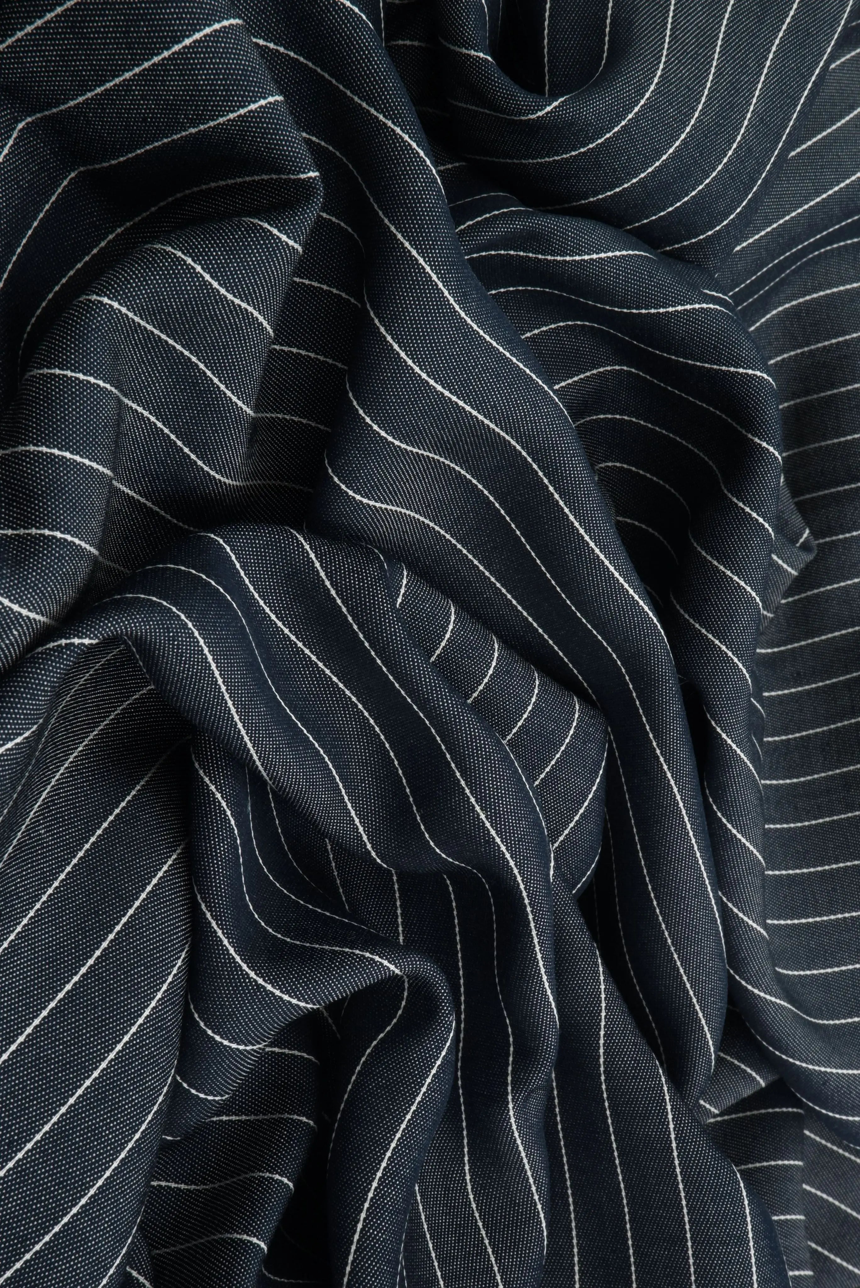 DEN-4526 INDIGO/WHITE BLOUSE BLUE BOTTOMS CAMI CHAMBRAY KNIT LOUNGEWEAR NO-PRINT PANTS POLYESTER RAYON TWILL SKIRTS SOLID STRIPE TOPS