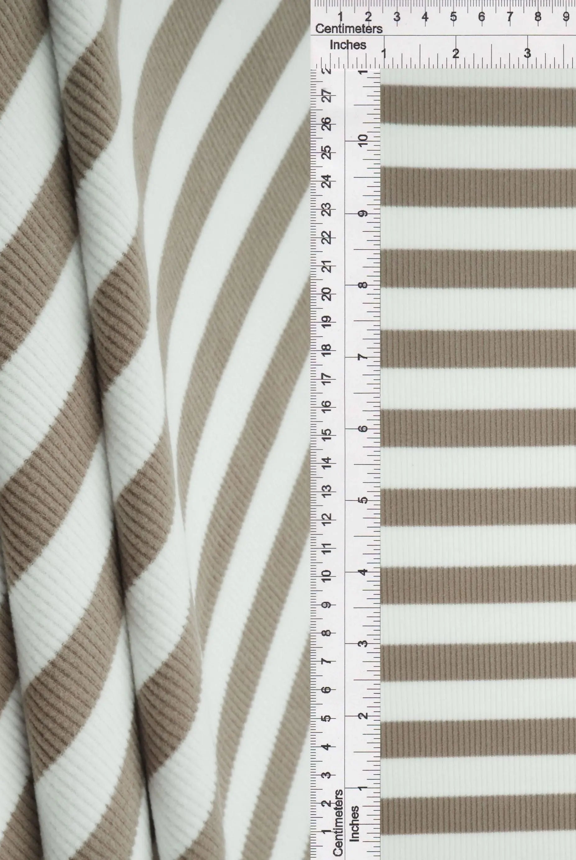 KNT4544 COCO/WHITE BLOUSE BROWN DRESS FLEECE KNIT LOUNGEWEAR POLYESTER RIBBED 2X2 SPANDEX STRETCH STRIPE SWEATSHIRT TOPS TUNICS WHITE