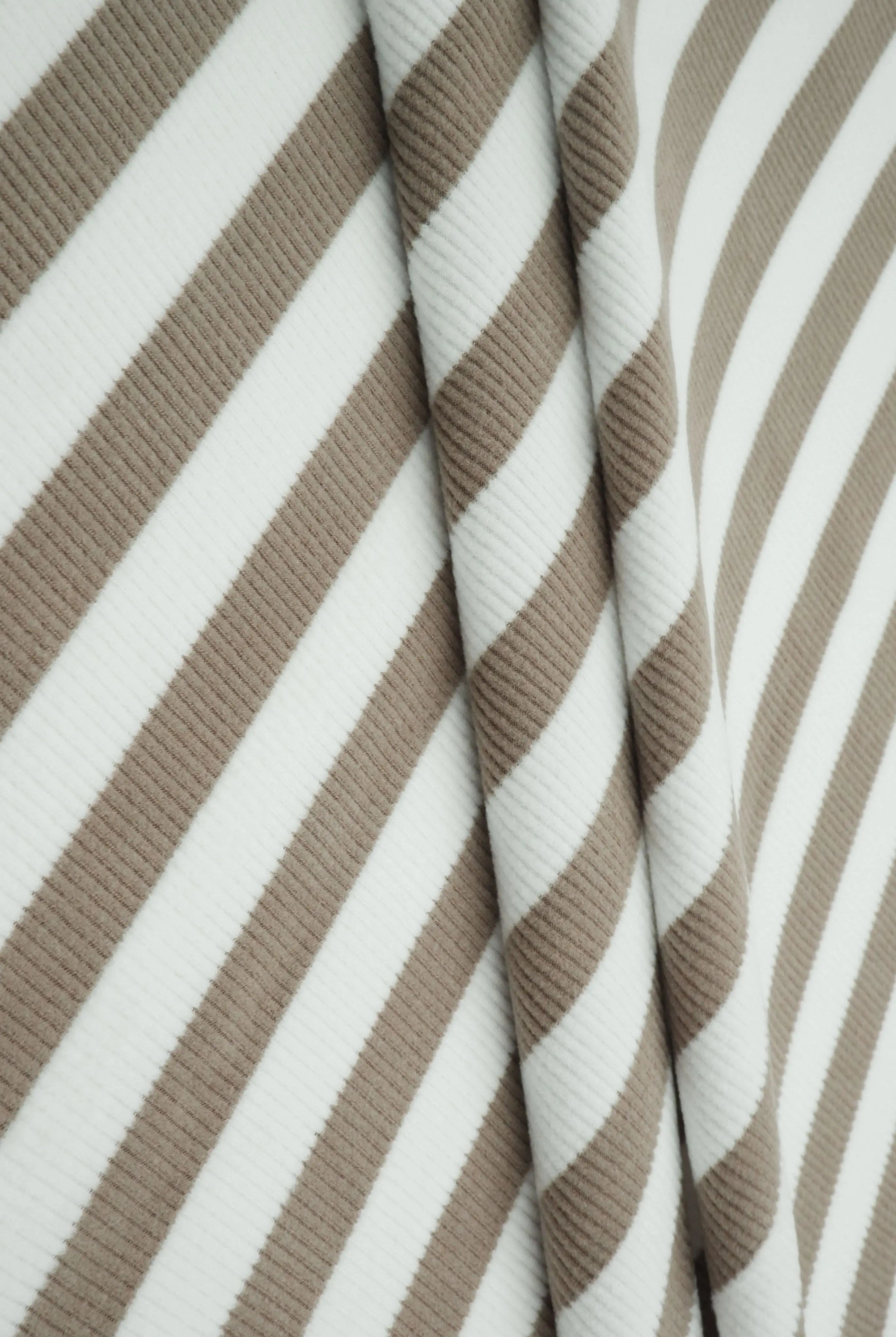 KNT4544 COCO/WHITE BLOUSE BROWN DRESS FLEECE KNIT LOUNGEWEAR POLYESTER RIBBED 2X2 SPANDEX STRETCH STRIPE SWEATSHIRT TOPS TUNICS WHITE