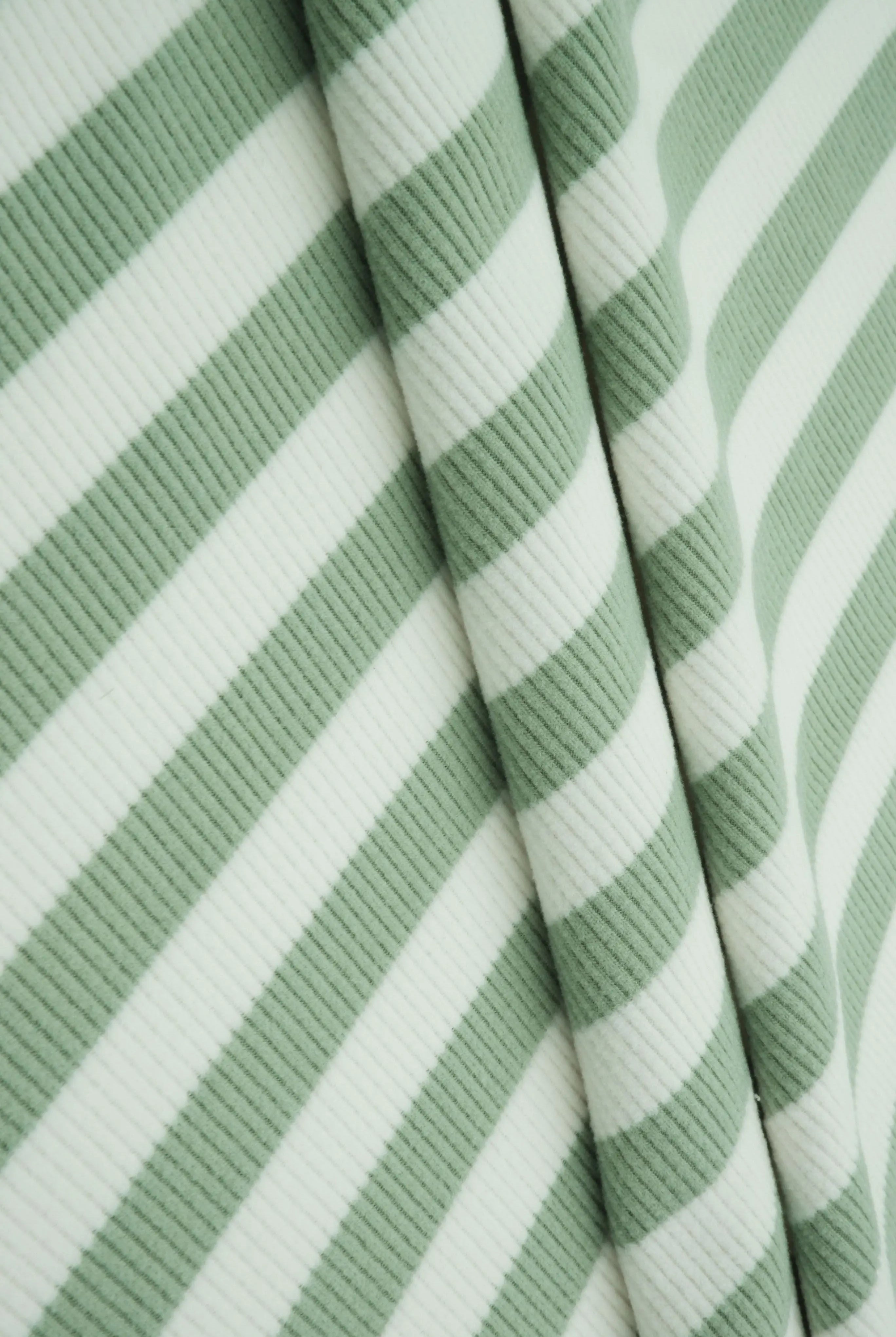 KNT4544 SAGE/WHITE BLOUSE DRESS FLEECE GREEN KNIT LOUNGEWEAR POLYESTER RIBBED 2X2 SPANDEX STRETCH STRIPE SWEATSHIRT TOPS TUNICS WHITE