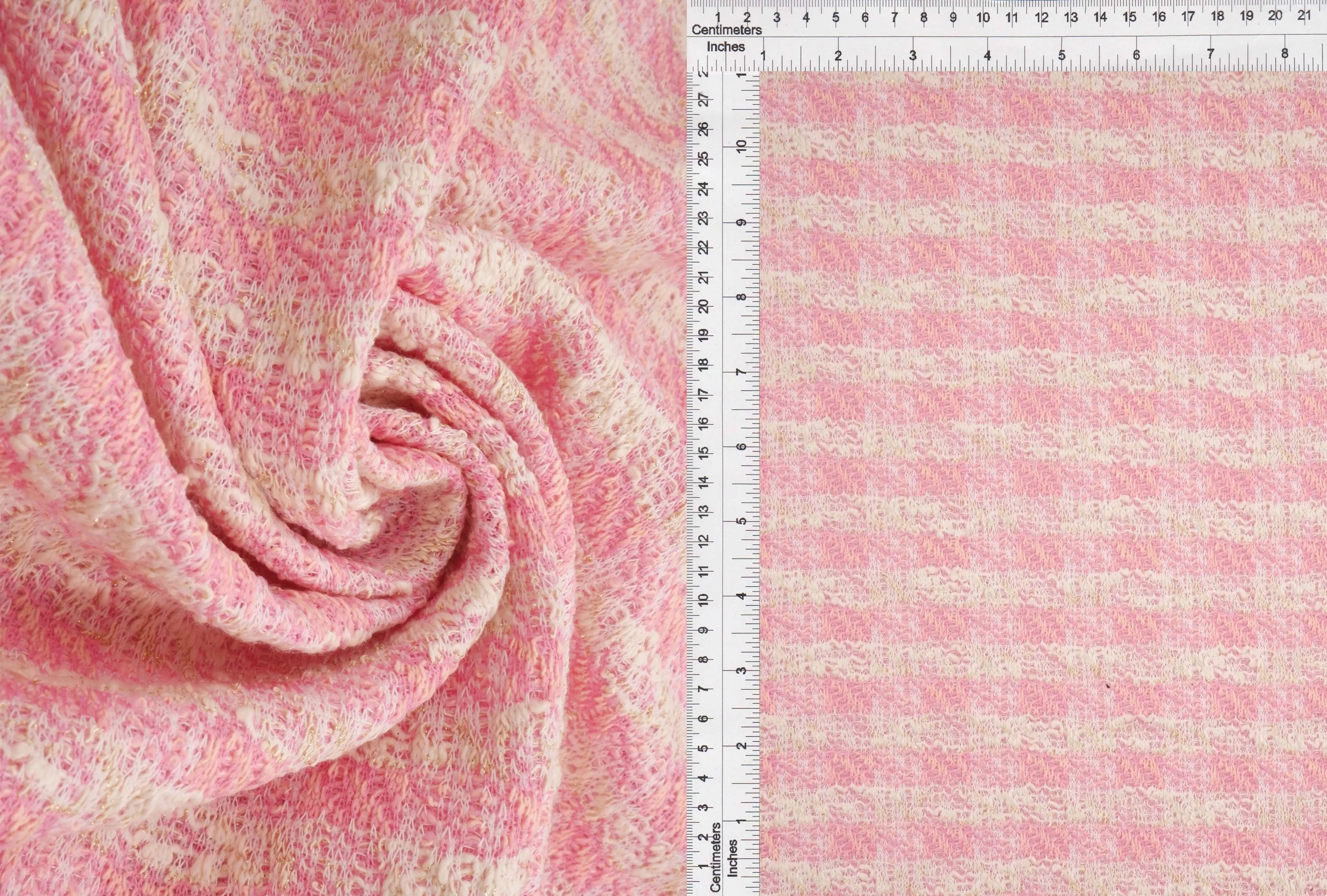 KNT4549 PINK BOTTOMS CHECKERED COTTON DRESS KNIT OUTERWEAR PANTS POLYESTER SKIRTS SPANDEX STRETCH TUNICS YARN DYED