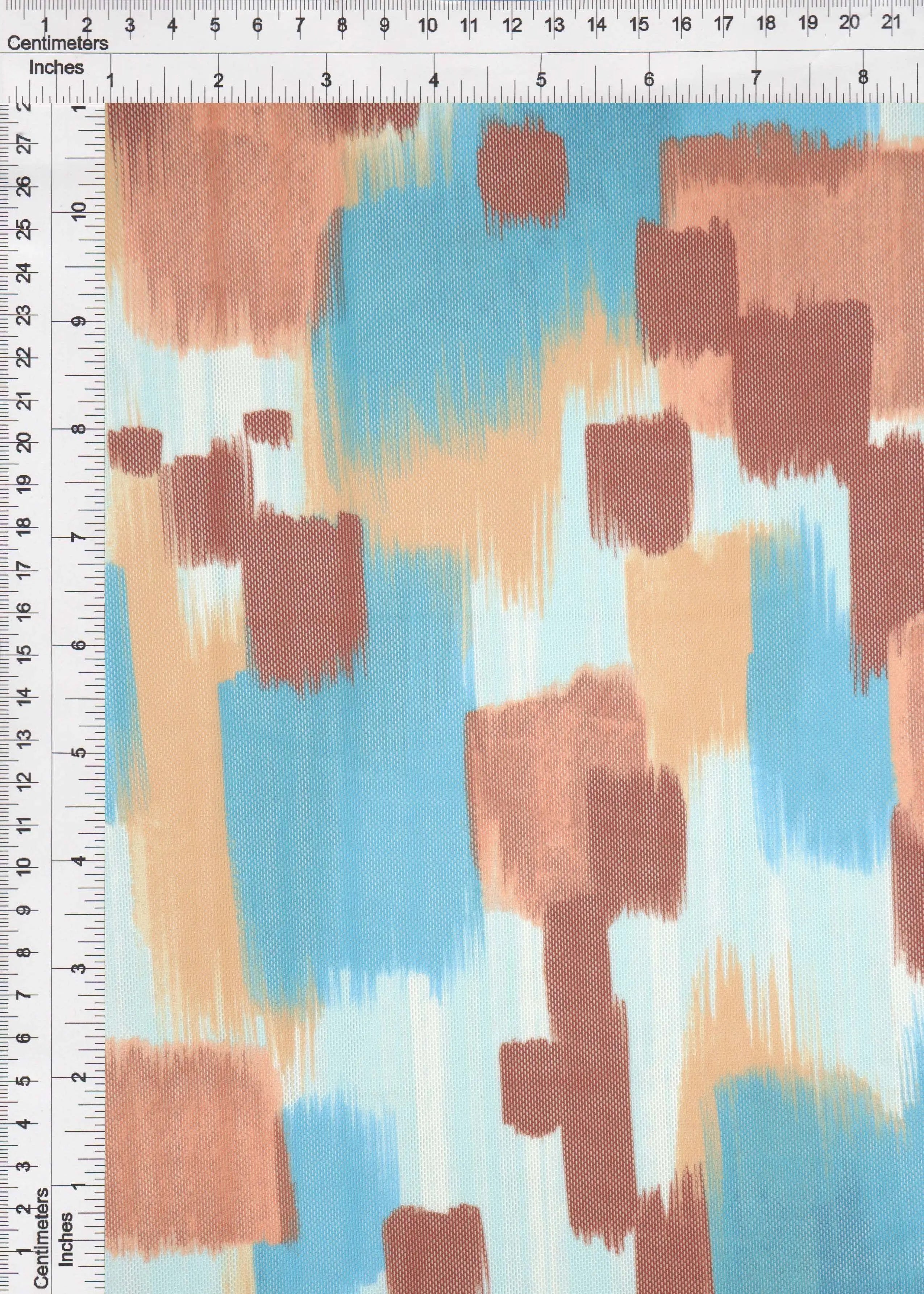 MESH-MS11319D BROWN/MULTI ABSTRACT BLOUSE BODYSUIT BROWN CAMI DIGITAL PRINT FLOCKING LOUNGEWEAR MESH STRETCH TOPS TUNICS