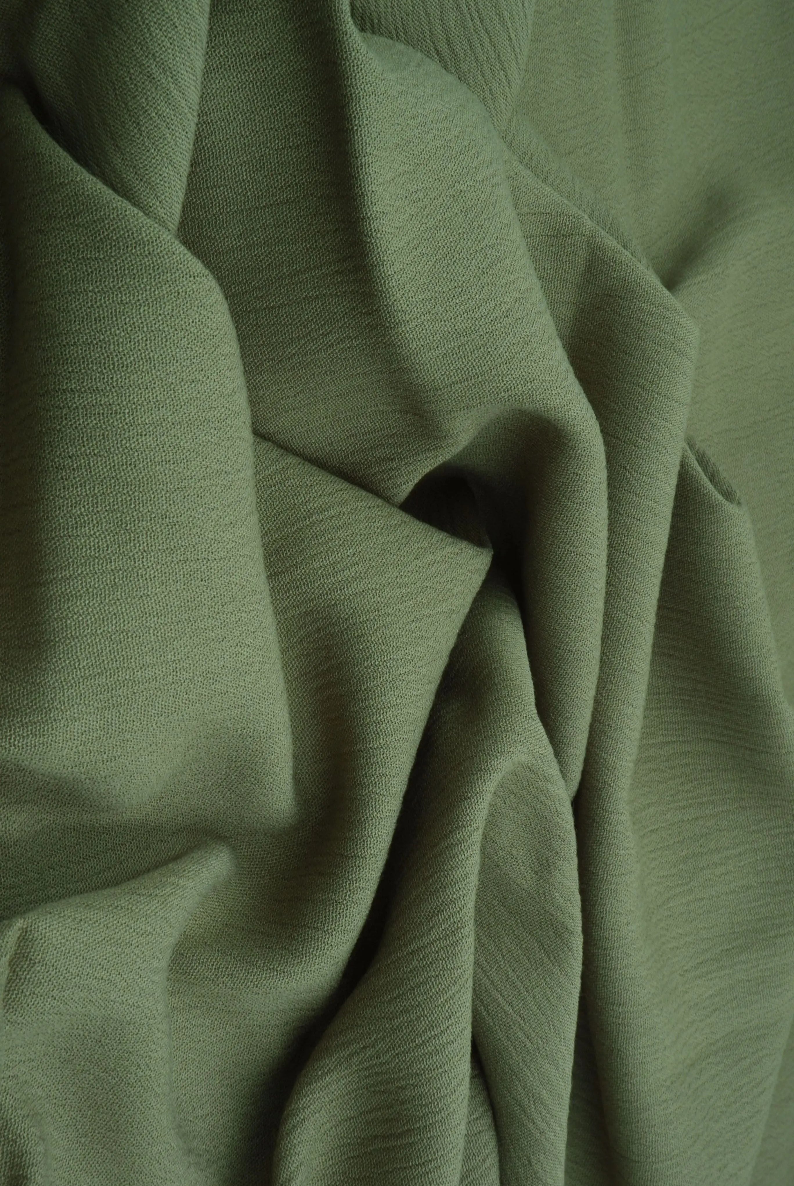 CRP3143 OLIVE DUSTY BLOUSE BOTTOMS CAMI CREPON DRESS NO-PRINT OUTERWEAR RAYON SKIRTS SOLID T-SHIRT TOPS TUNICS WOVEN