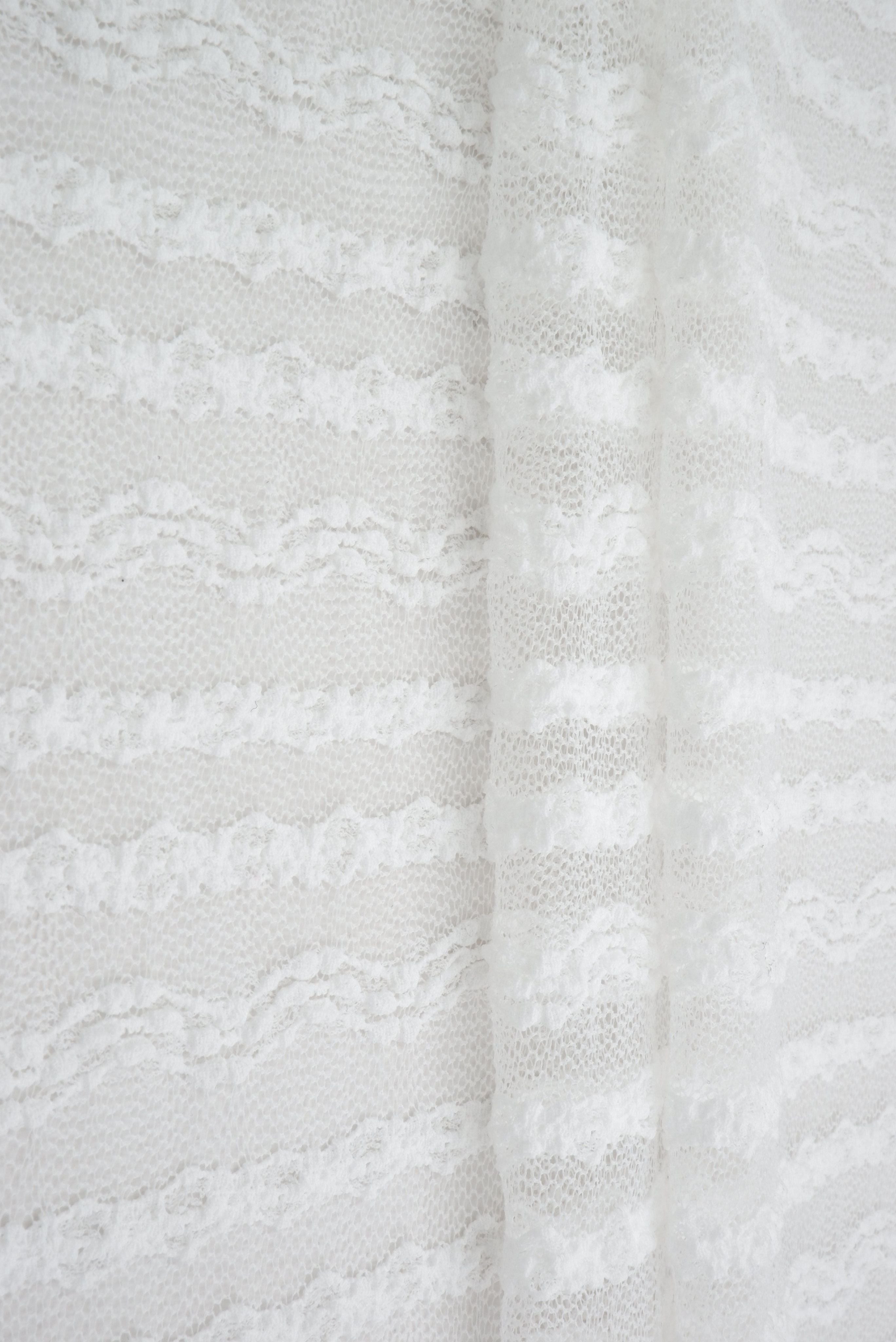 KNC-33535 WHITE BLOUSE CHEVRON DRESS KNIT LACE NYLON SOLID SPANDEX STRIPE TEXTURE TUNICS WHITE