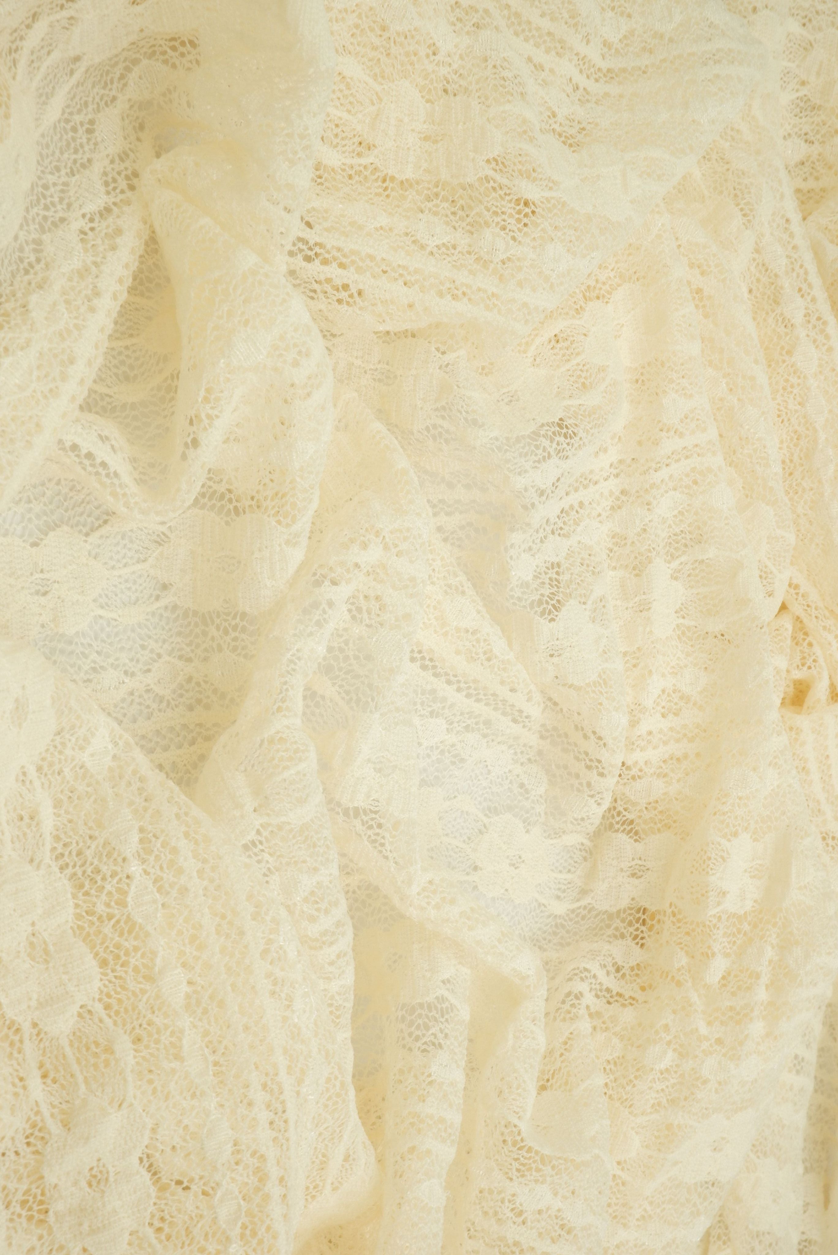 KNC-33537 IVORY BLOUSE DRESS FLOWER IVORY KNIT LACE NYLON SOLID SPANDEX TEXTURE TUNICS