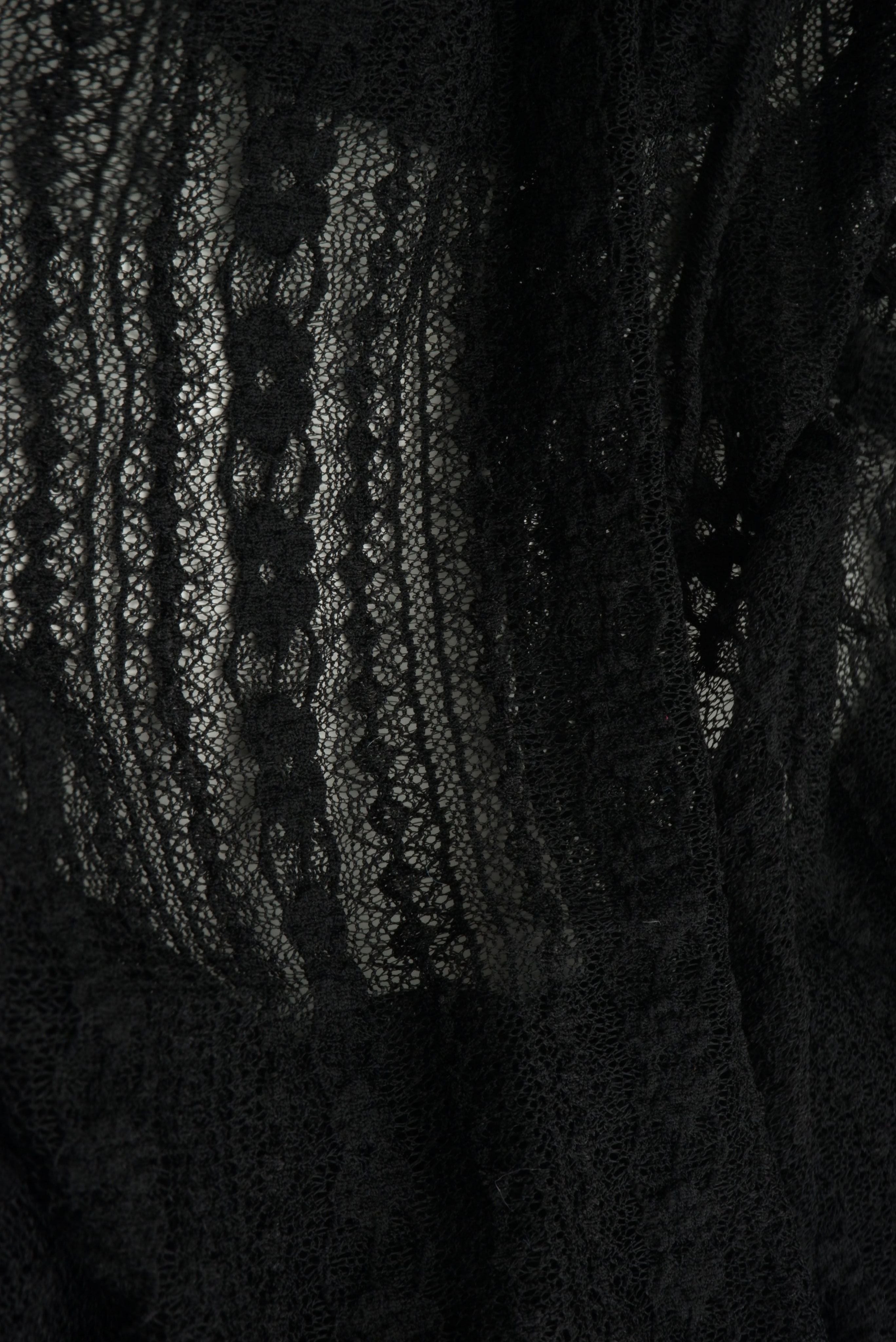 KNC-33537 BLACK BLACK BLOUSE DRESS FLOWER KNIT LACE NYLON SOLID SPANDEX STRIPE TEXTURE TUNICS