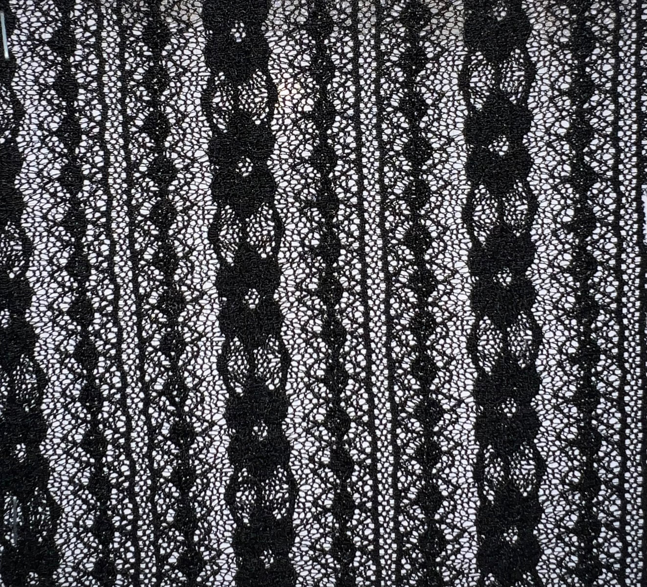 KNC-33537 BLACK BLACK BLOUSE DRESS FLOWER KNIT LACE NYLON SOLID SPANDEX STRIPE TEXTURE TUNICS