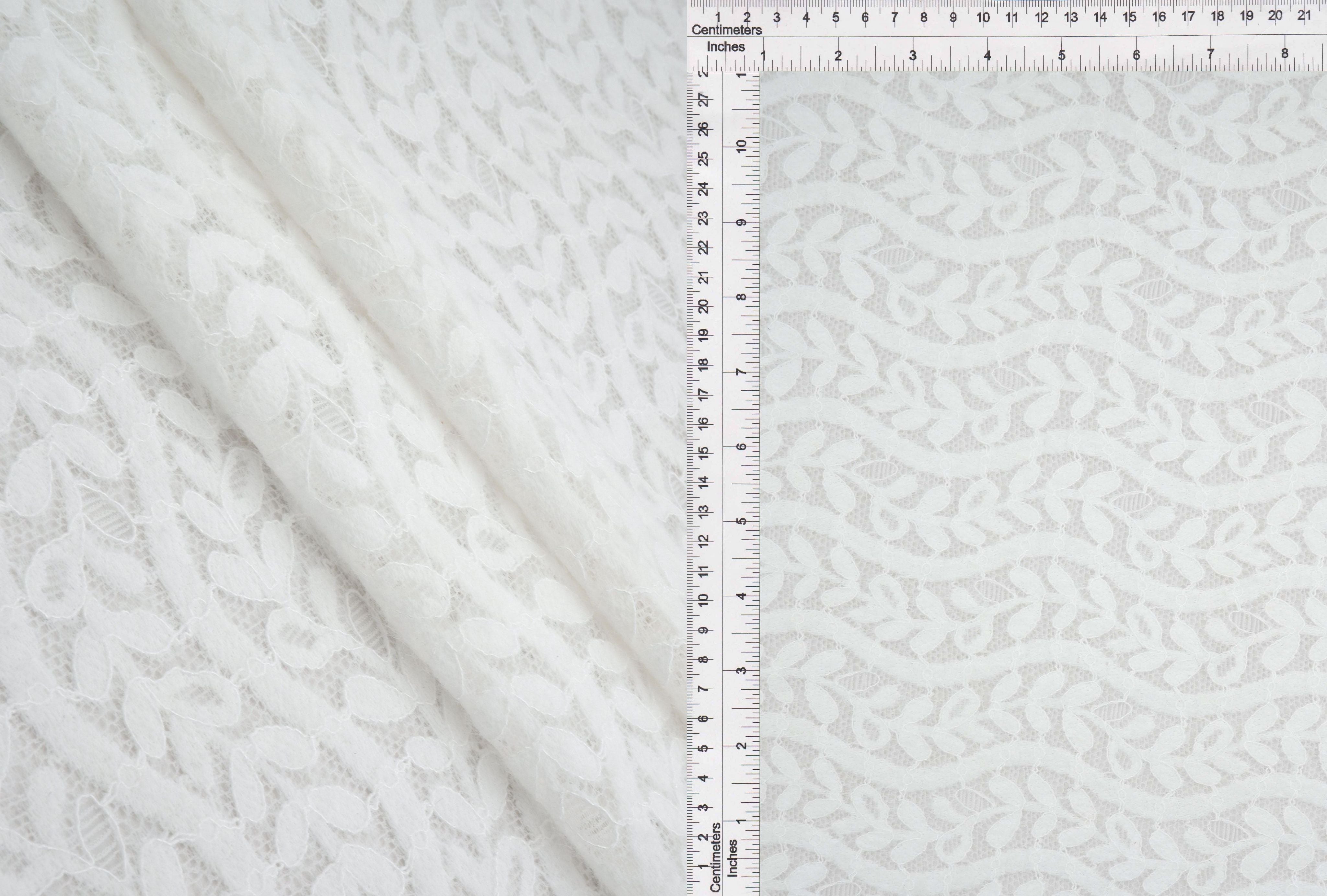 KNC-33538 WHITE BLOUSE DRESS KNIT LACE LEAF NYLON SOLID SPANDEX TEXTURE TUNICS WHITE