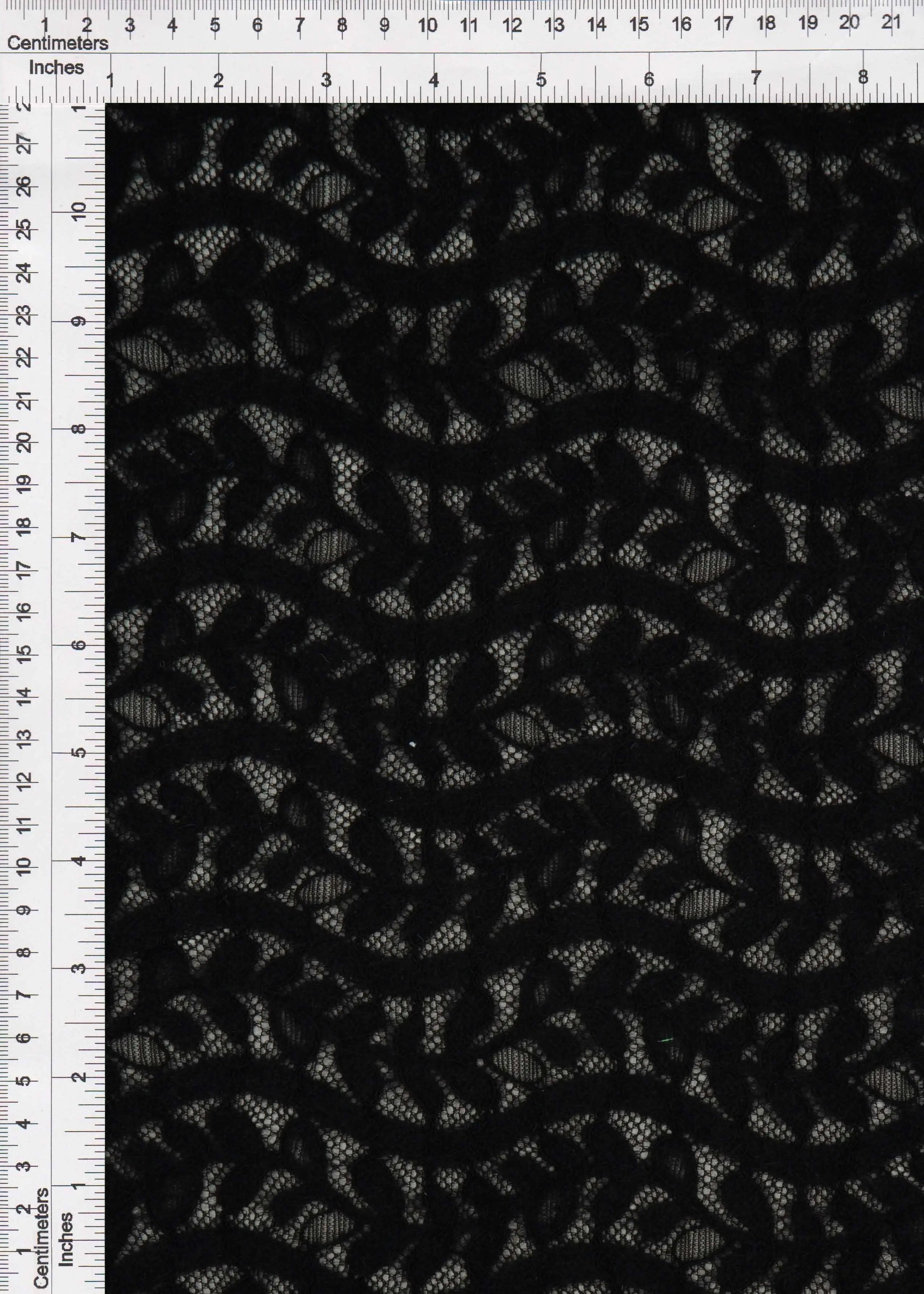 KNC-33538 BLACK BLACK BLOUSE DRESS KNIT LACE LEAF NYLON SOLID SPANDEX TEXTURE TUNICS