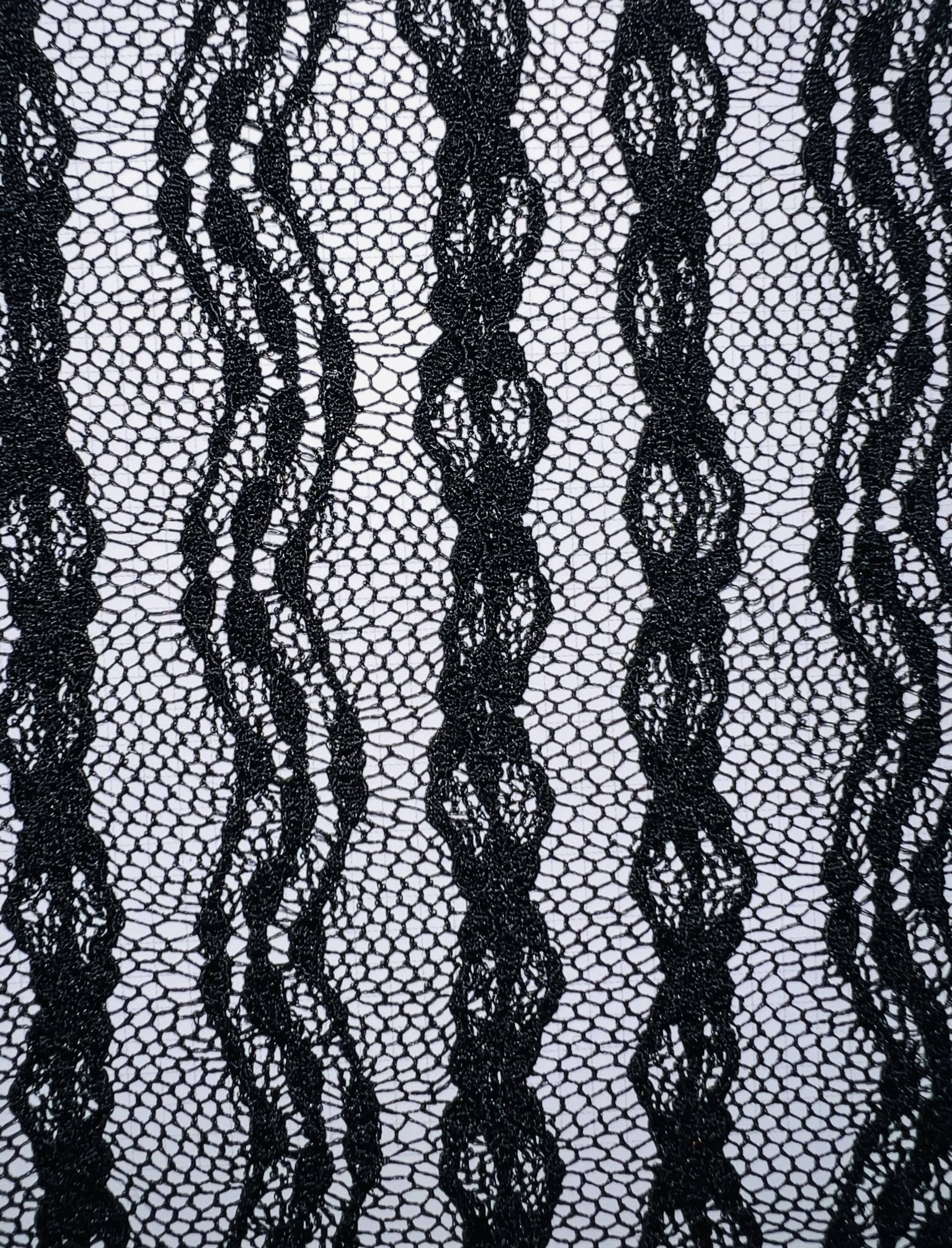 KNC-33535 BLACK BLACK BLOUSE CHEVRON DRESS KNIT LACE NYLON SOLID SPANDEX STRIPE TEXTURE TOPS TUNICS