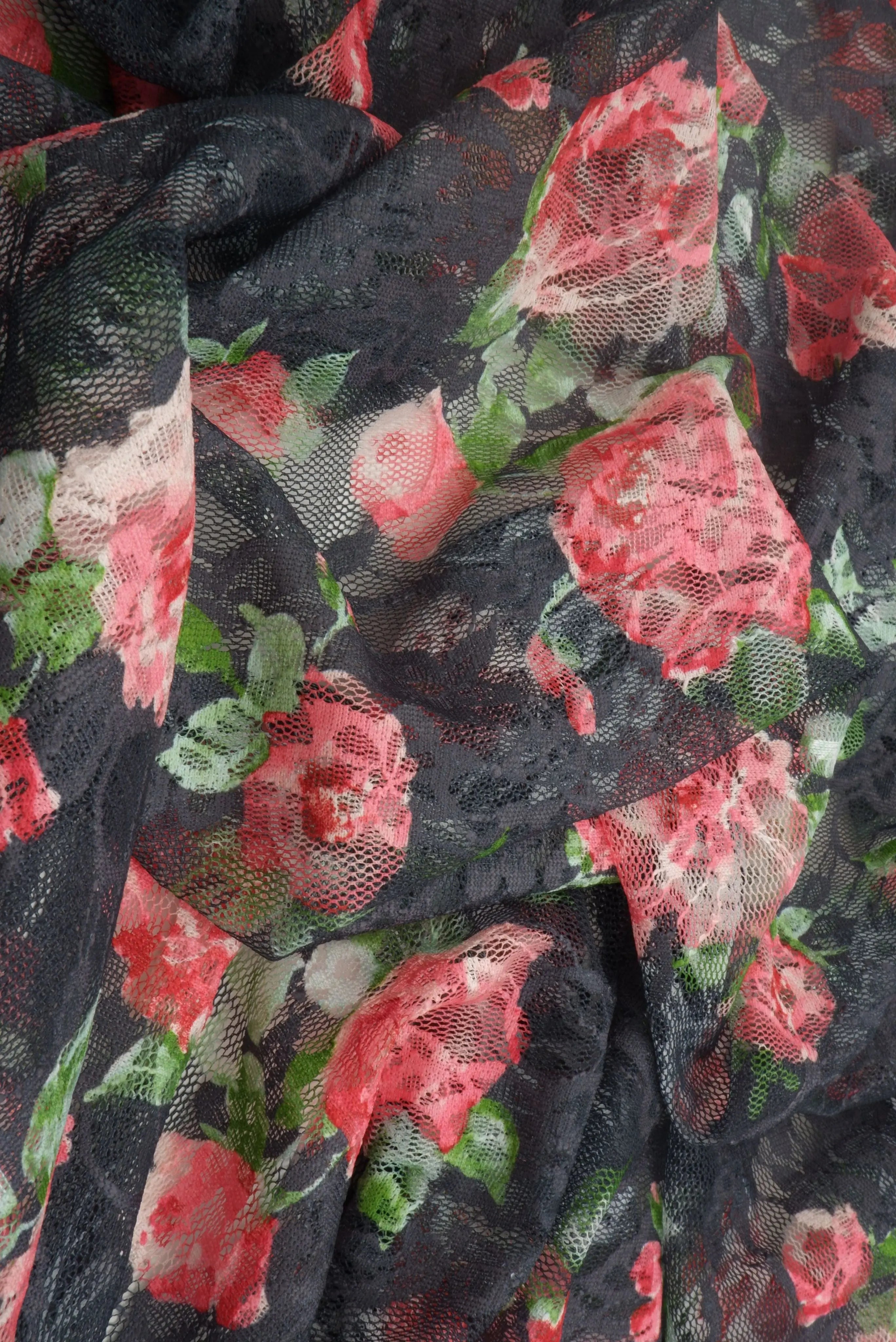 LACE1483-M11228 CHARCOAL BLOUSE BODYSUIT CAMI DIGITAL PRINT DRESS FLORAL LACE POLYESTER SKIRTS SPANDEX TOPS