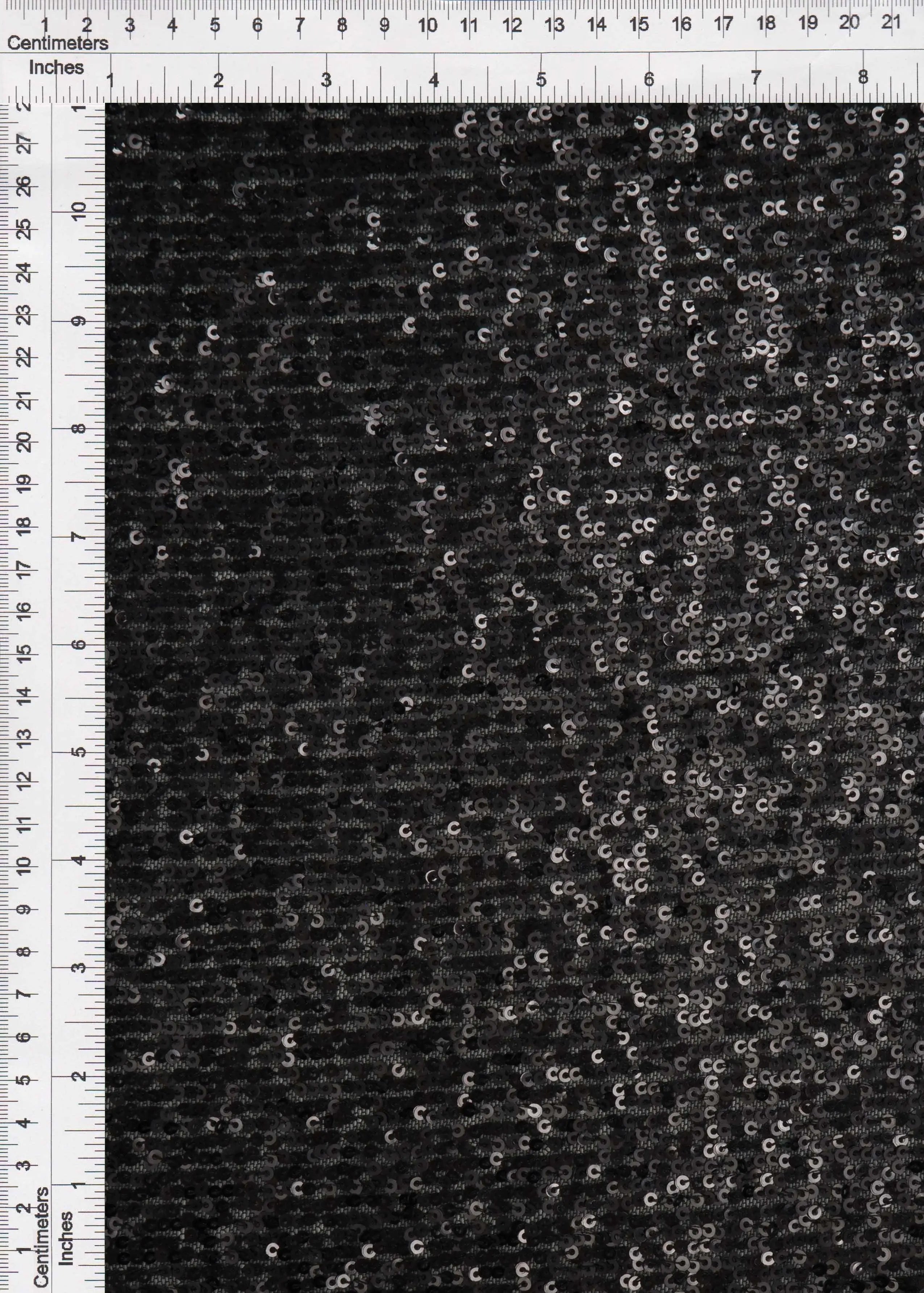 KNC-33546-1 BLACK BLACK BLOUSE EMBROIDERY KNIT MESH POLYESTER SEQUINS SKIRTS SOLID-B SPANDEX TEXTURE TUNICS