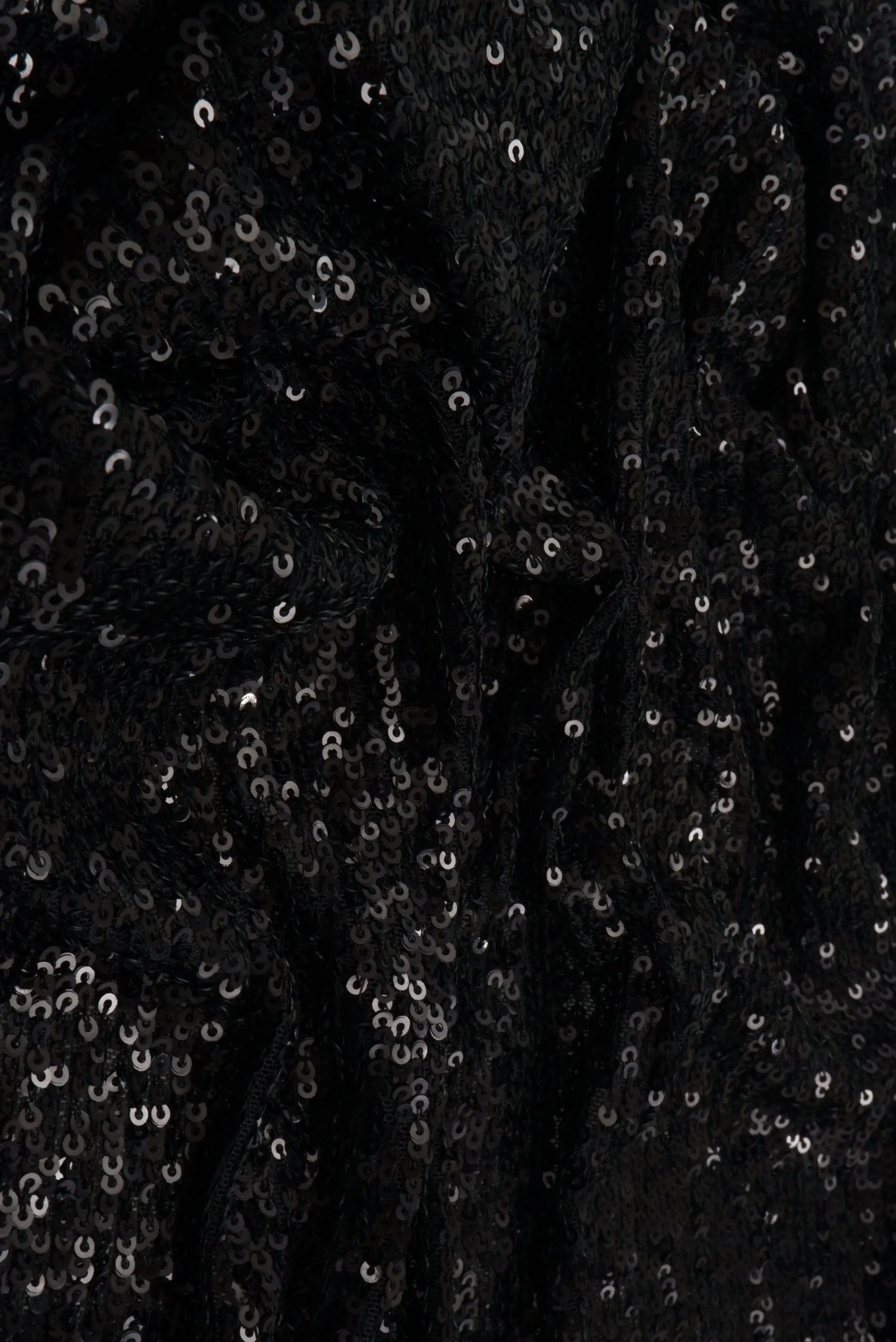 KNC-33546-1 BLACK BLACK BLOUSE EMBROIDERY KNIT MESH POLYESTER SEQUINS SKIRTS SOLID-B SPANDEX TEXTURE TUNICS
