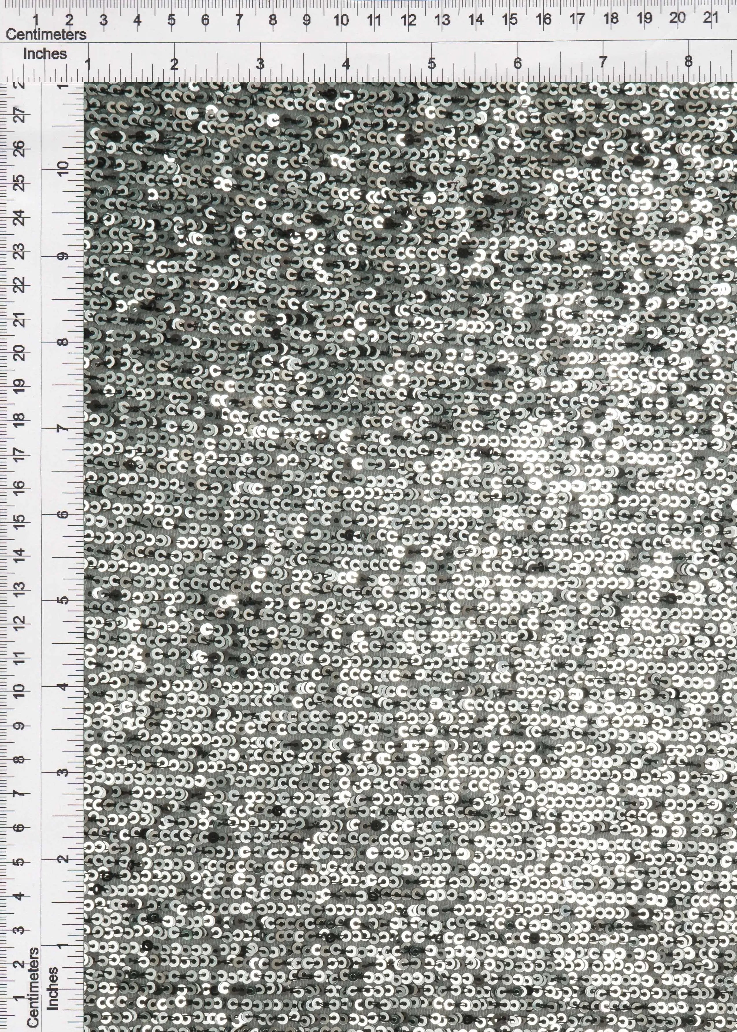 KNC-33546-2 SILVER DRESS EMBROIDERY KNIT MESH POLYESTER SEQUINS SILVER SKIRTS SOLID-B SPANDEX TEXTURE TOPS