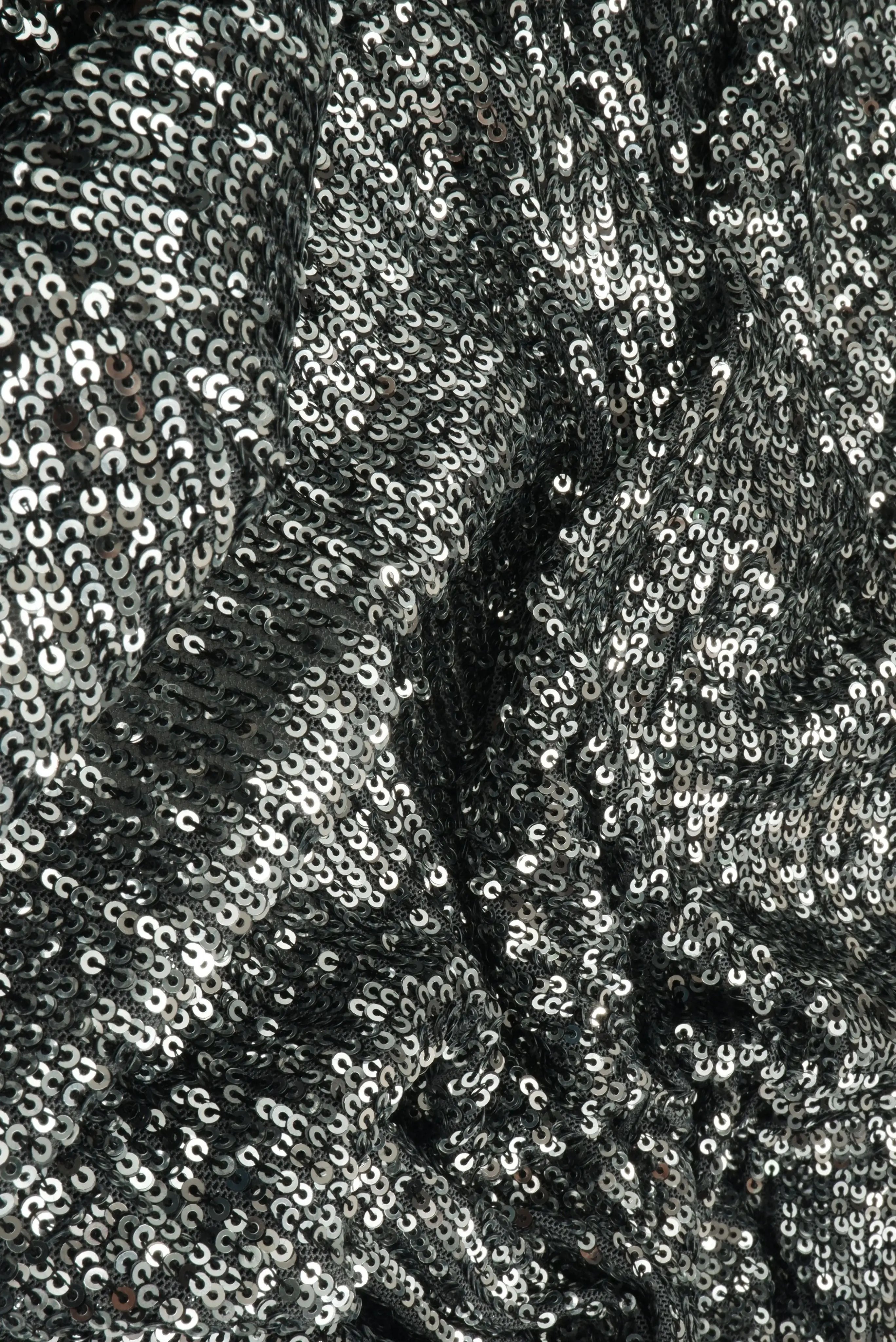 KNC-33546-2 SILVER DRESS EMBROIDERY KNIT MESH POLYESTER SEQUINS SILVER SKIRTS SOLID-B SPANDEX TEXTURE TOPS