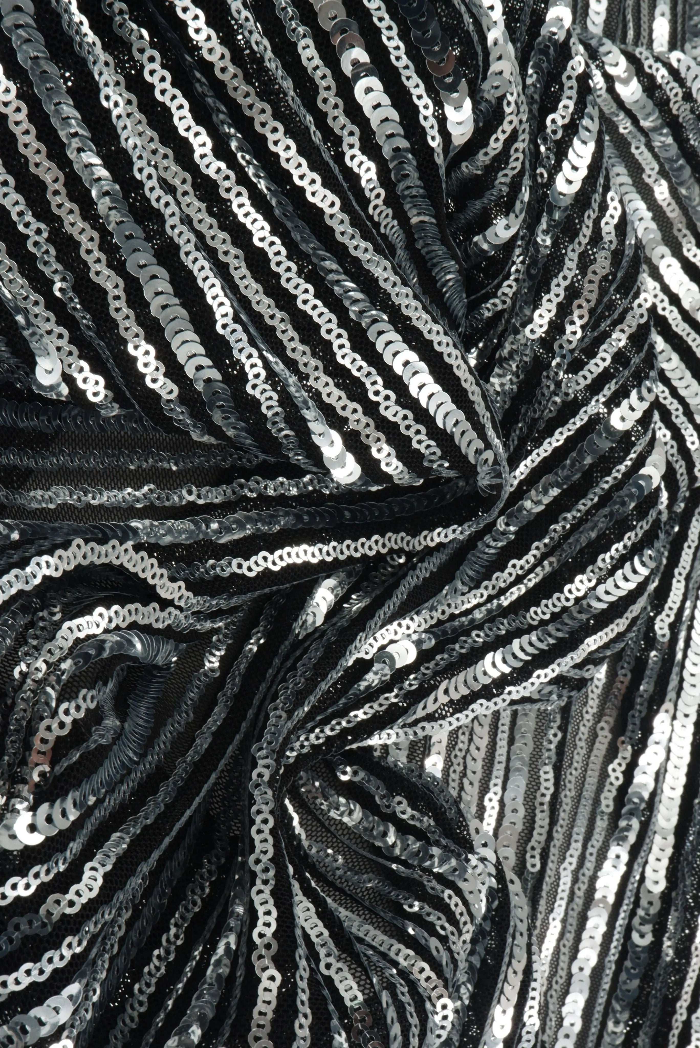 KNC-33544 BLACK/SILVER BLACK BLOUSE DRESS EMBROIDERY KNIT LACE POLYESTER SEQUINS SILVER SKIRTS SOLID SPANDEX TEXTURE TUNICS