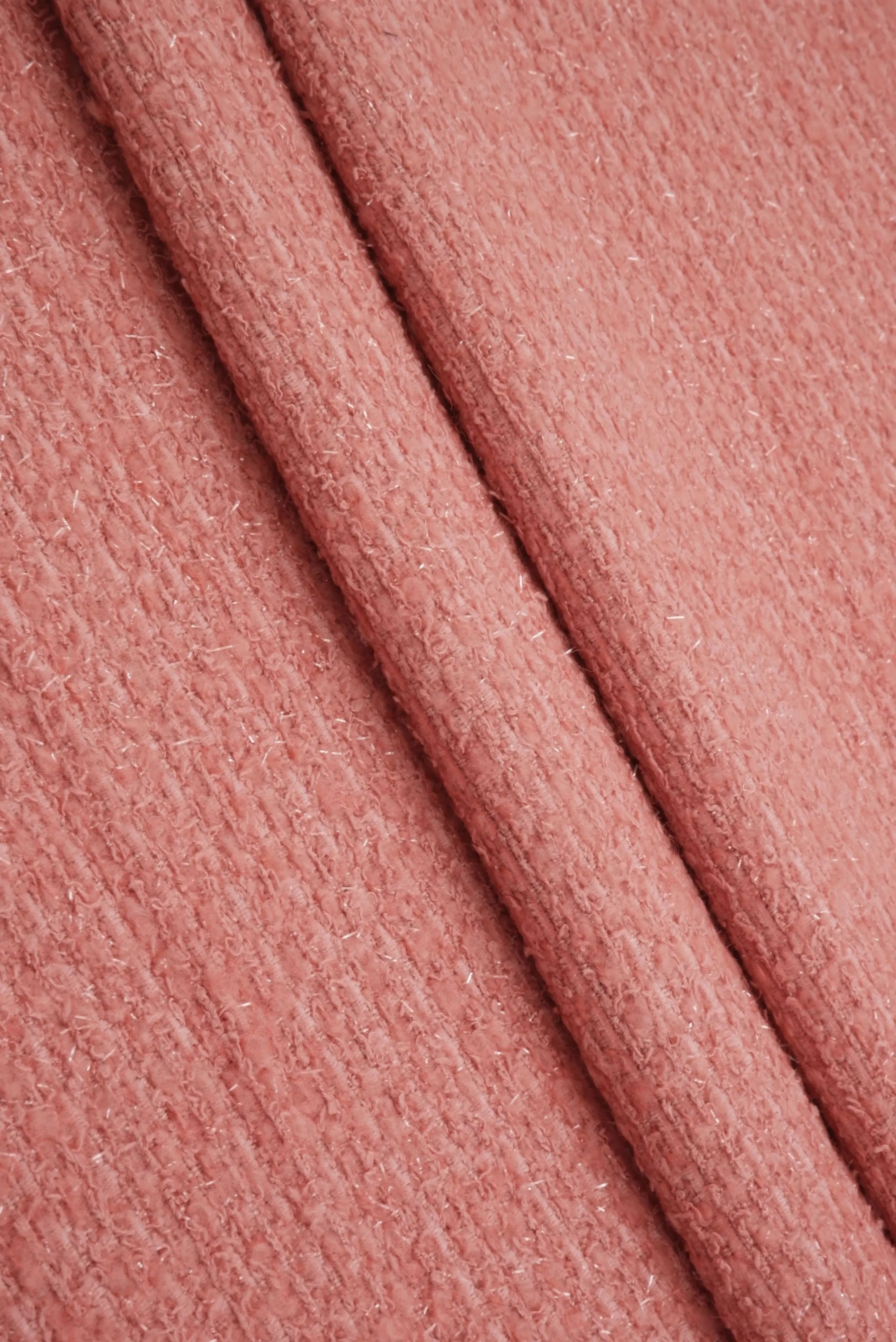 BOUCLE-33570 DUSTY PINK BOUCLE CAMI DRESS KNIT LUREX OUTERWEAR PINK POLYESTER ROSE SKIRTS SOLID TEXTURE TOPS WOOL