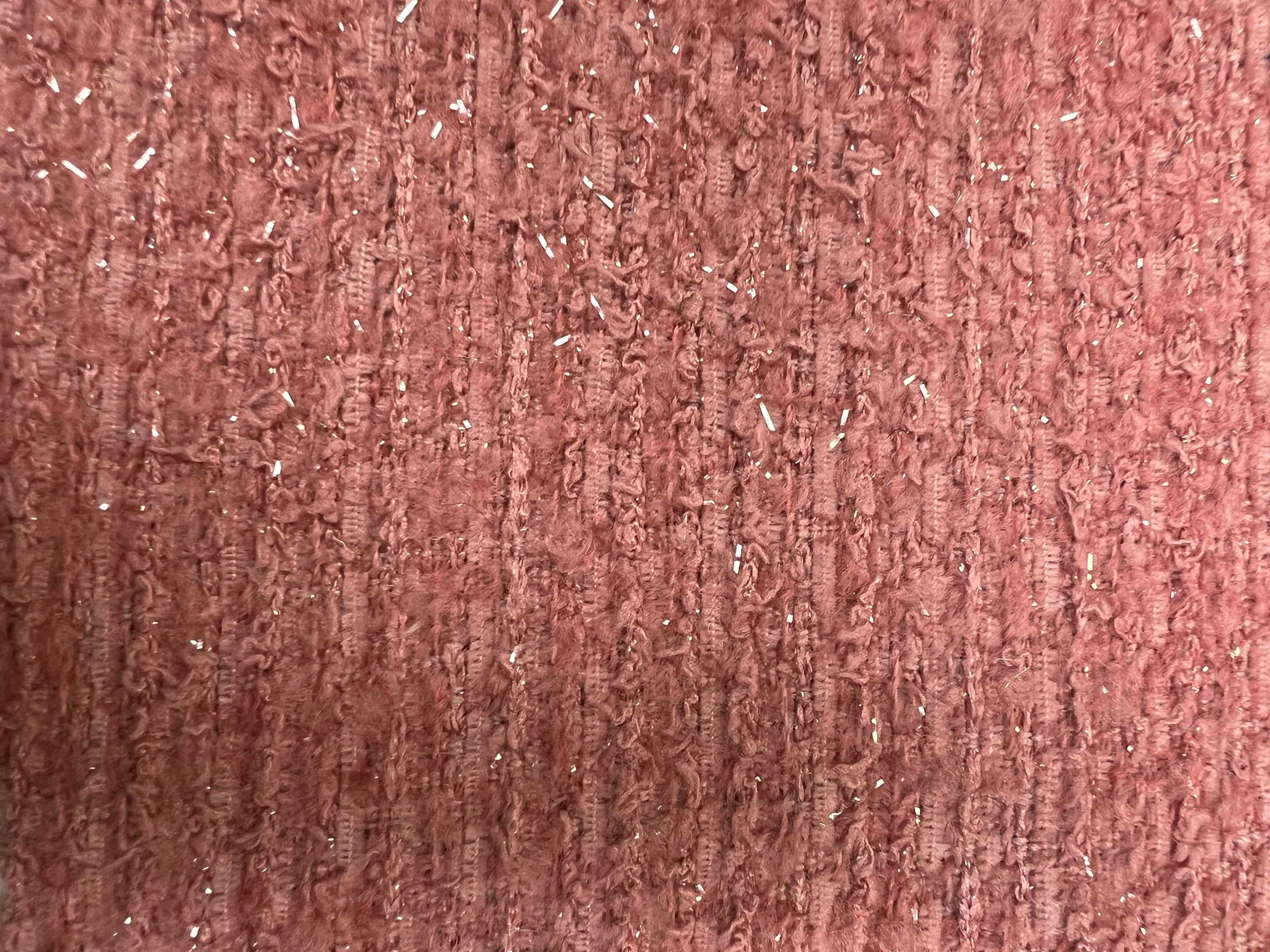 BOUCLE-33570 DUSTY PINK BOUCLE CAMI DRESS KNIT LUREX OUTERWEAR PINK POLYESTER ROSE SKIRTS SOLID TEXTURE TOPS WOOL
