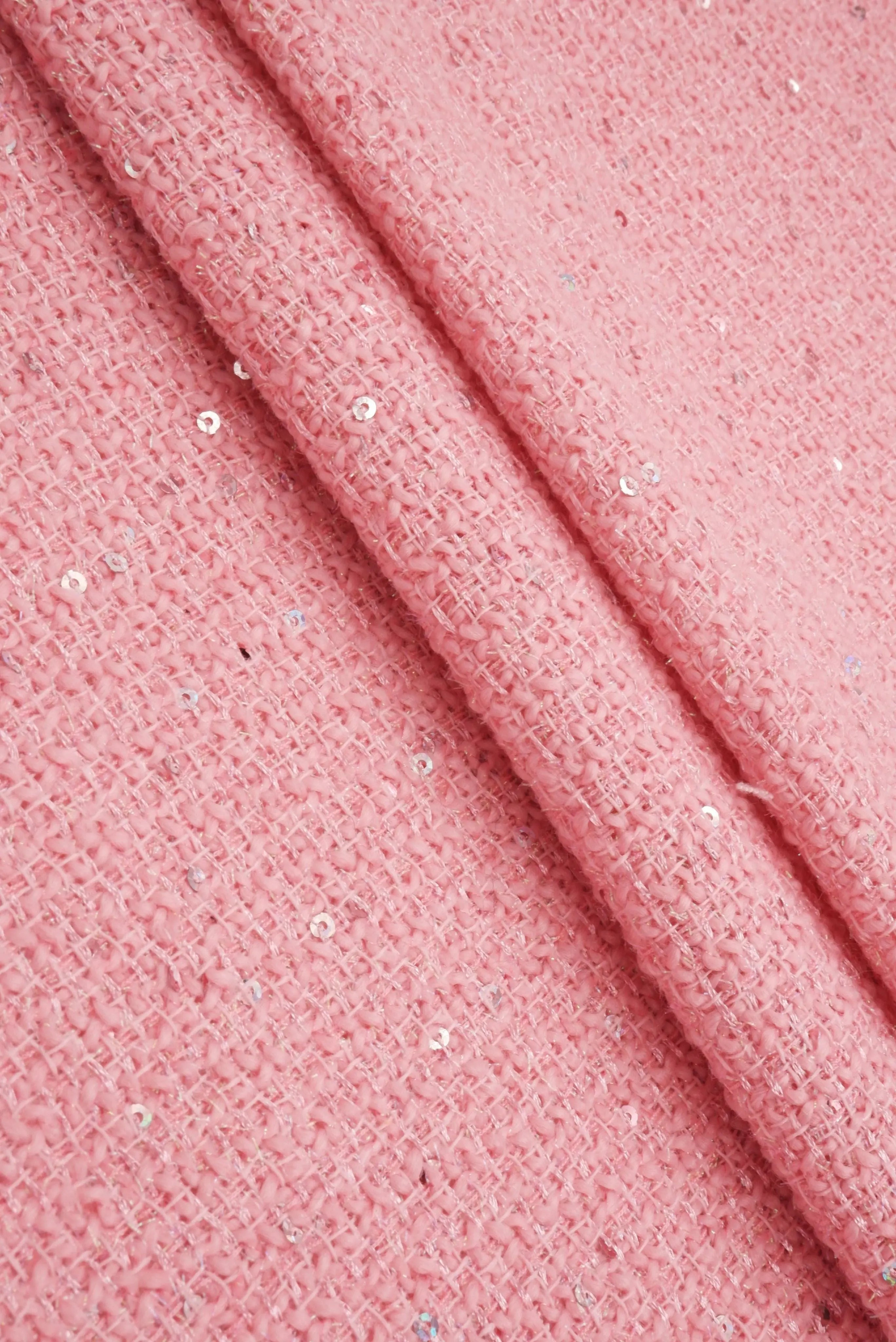 BOUCLE-33571 PINK CAMI DRESS KNIT LUREX OUTERWEAR PINK POLYESTER SEQUINS SKIRTS SOLID TEXTURE TOPS