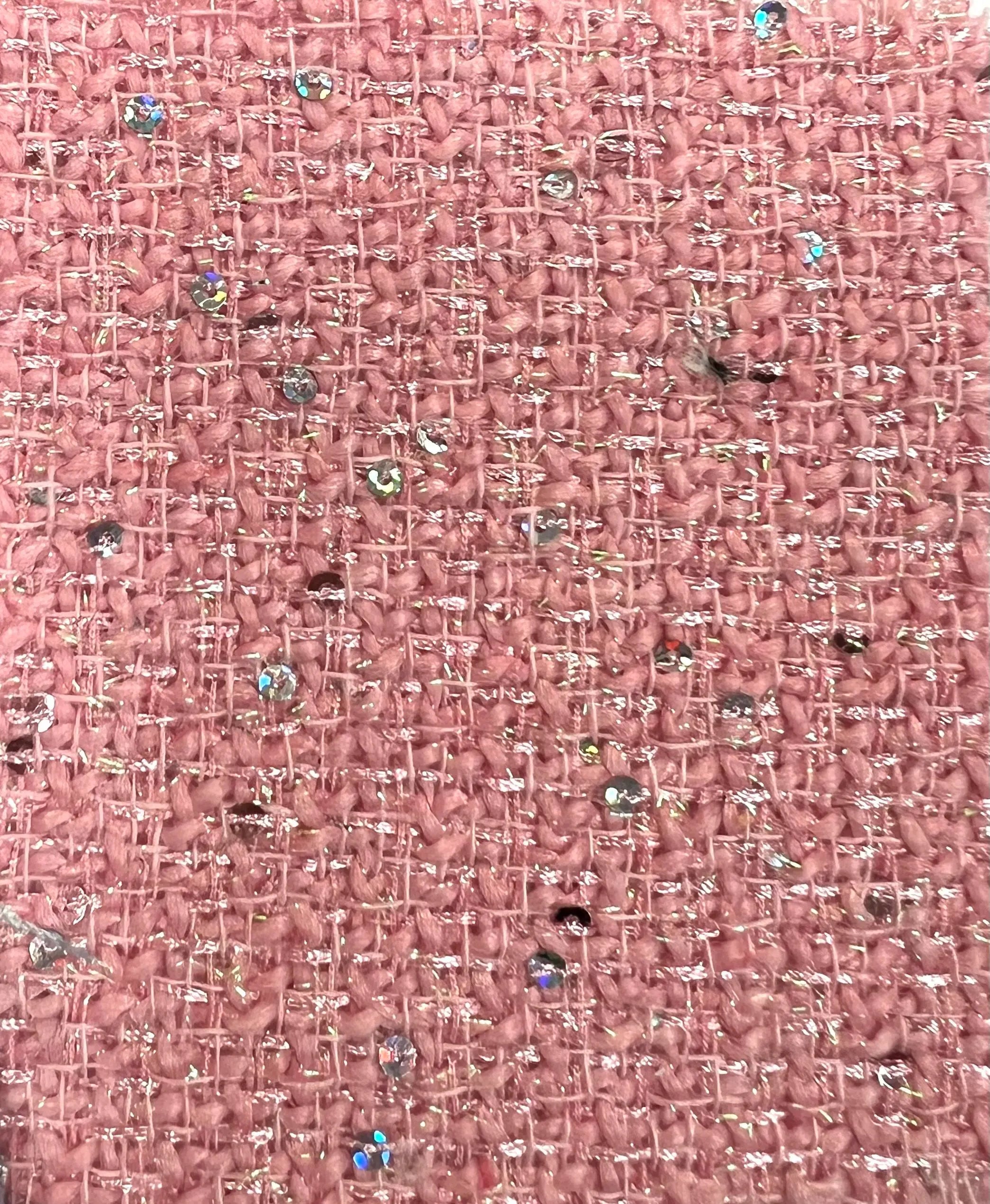 BOUCLE-33571 PINK CAMI DRESS KNIT LUREX OUTERWEAR PINK POLYESTER SEQUINS SKIRTS SOLID TEXTURE TOPS