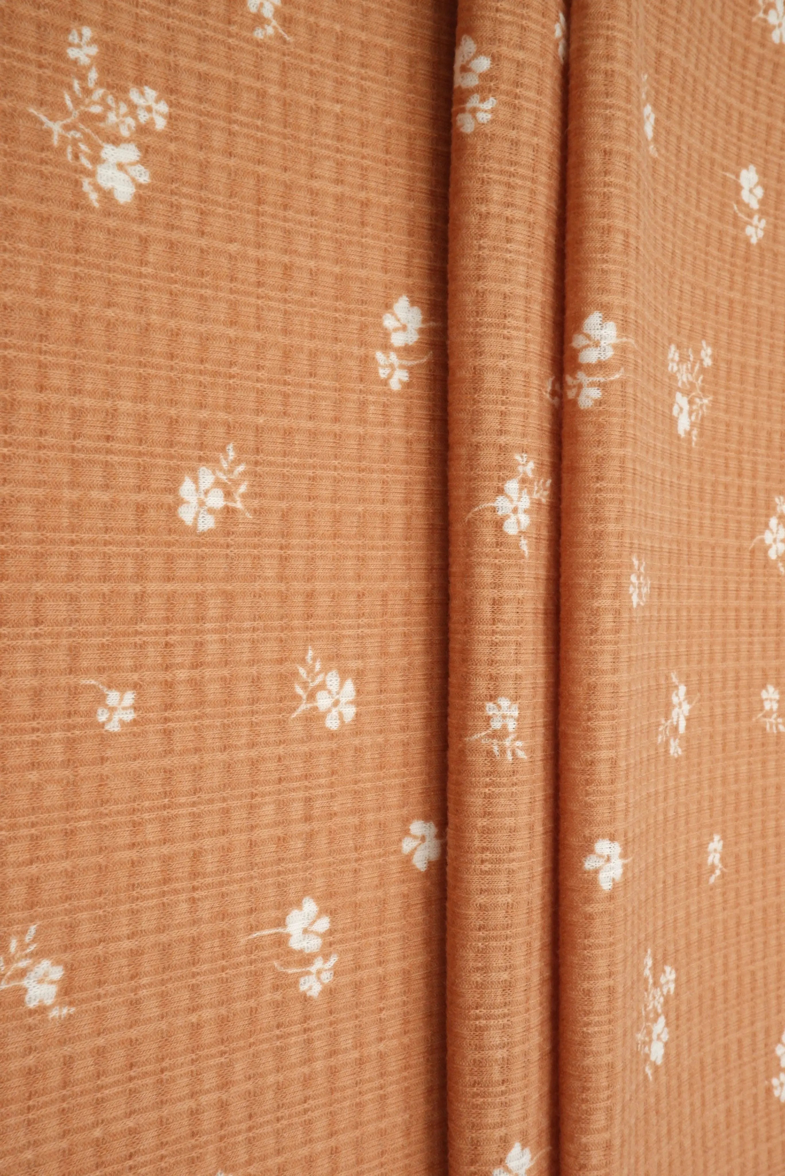 KNT3359-Q00620 KHAKI DAISY FLOWER DITSY KNIT STRETCH