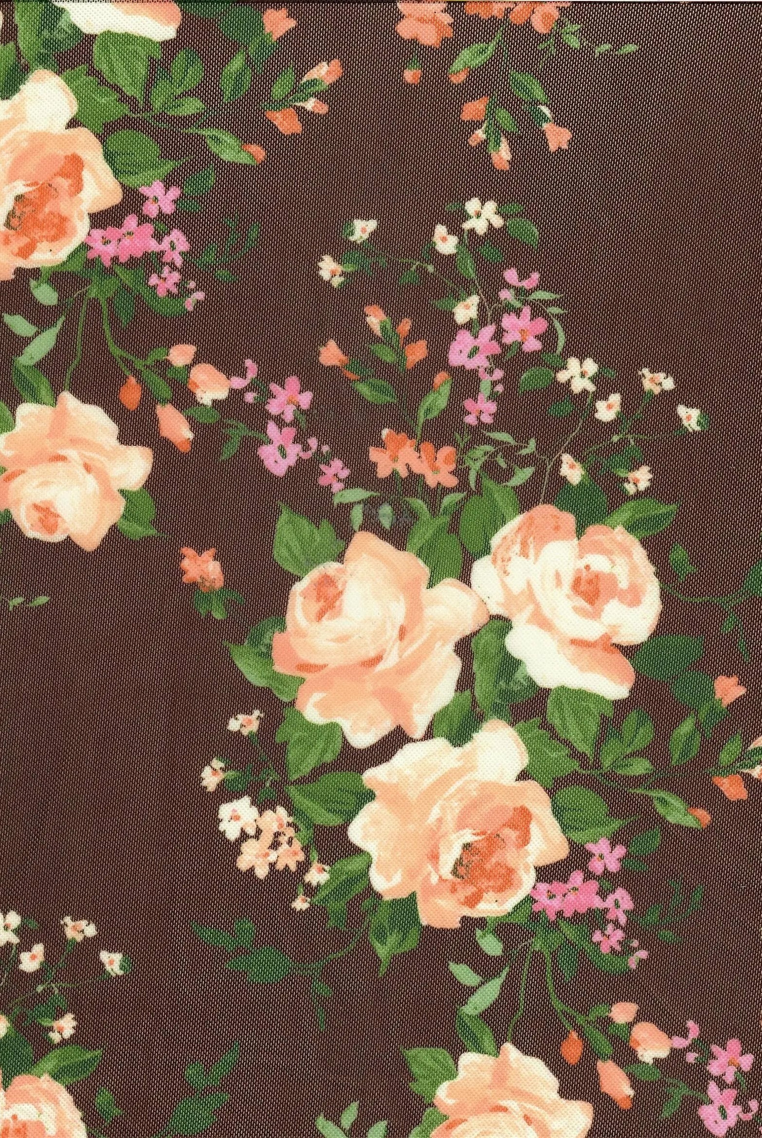 MESH-DU1683 BROWN BLOUSE BODYSUIT CAMI DIGITAL PRINT FLOCKING FLORAL LOUNGEWEAR MESH POLYESTER SPANDEX STRETCH TOPS TUNICS