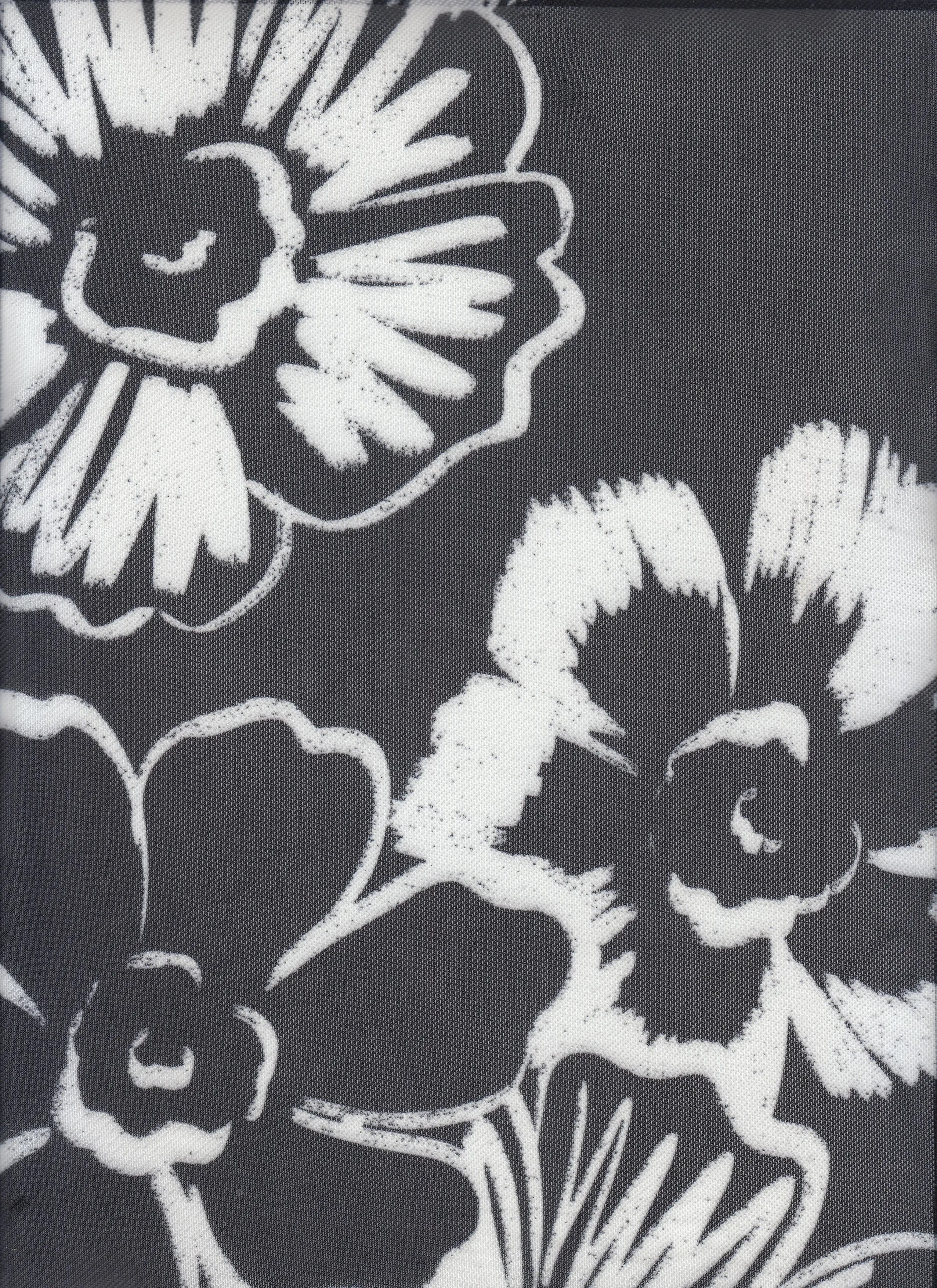 MESH-MS11138 BLACK BIG FLOWER BLOUSE BODYSUIT CAMI DIGITAL PRINT FLOCKING FLORAL LOUNGEWEAR MESH POLYESTER SPANDEX STRETCH TOPS TUNICS