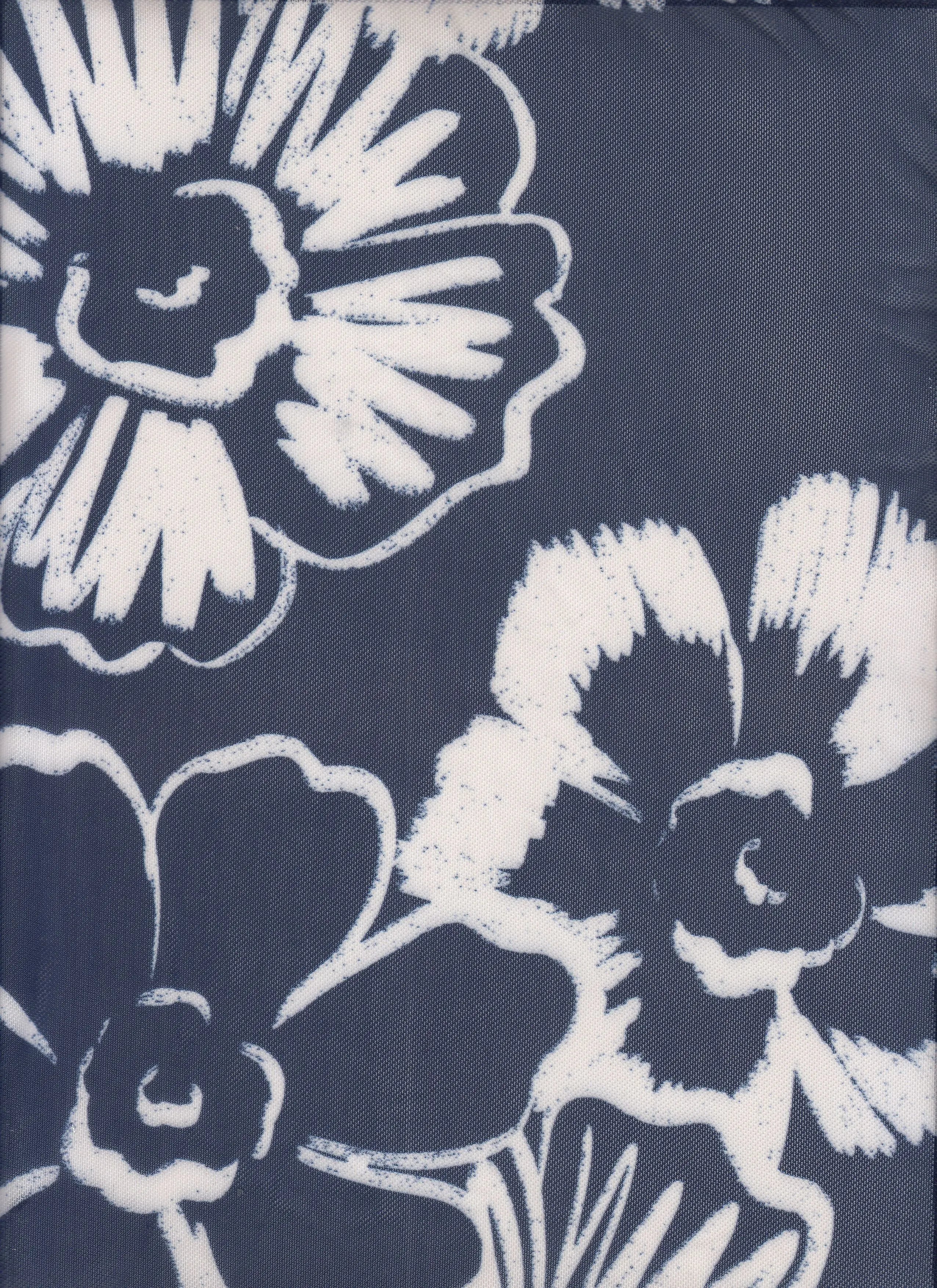 MESH-MS11138 NAVY BIG FLOWER BLOUSE BODYSUIT CAMI DIGITAL PRINT FLOCKING FLORAL LOUNGEWEAR MESH POLYESTER SPANDEX STRETCH TOPS TUNICS