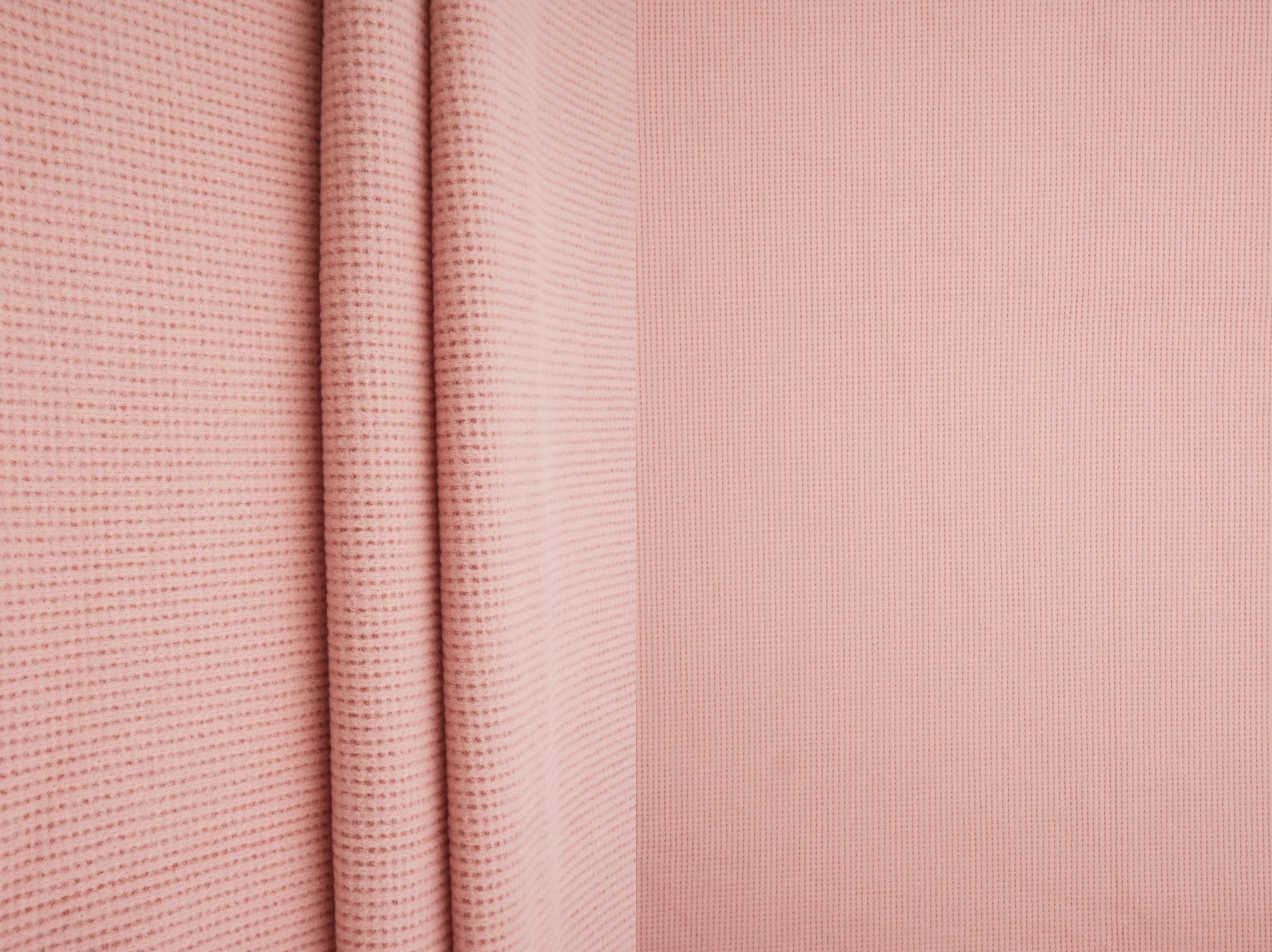 KNT4612 PINK LT. BOTTOMS KNIT NO-PRINT PANTS SKIRTS SOLID-B STRETCH SWEATER SWEATSHIRT TOPS TUNICS WAFFLE