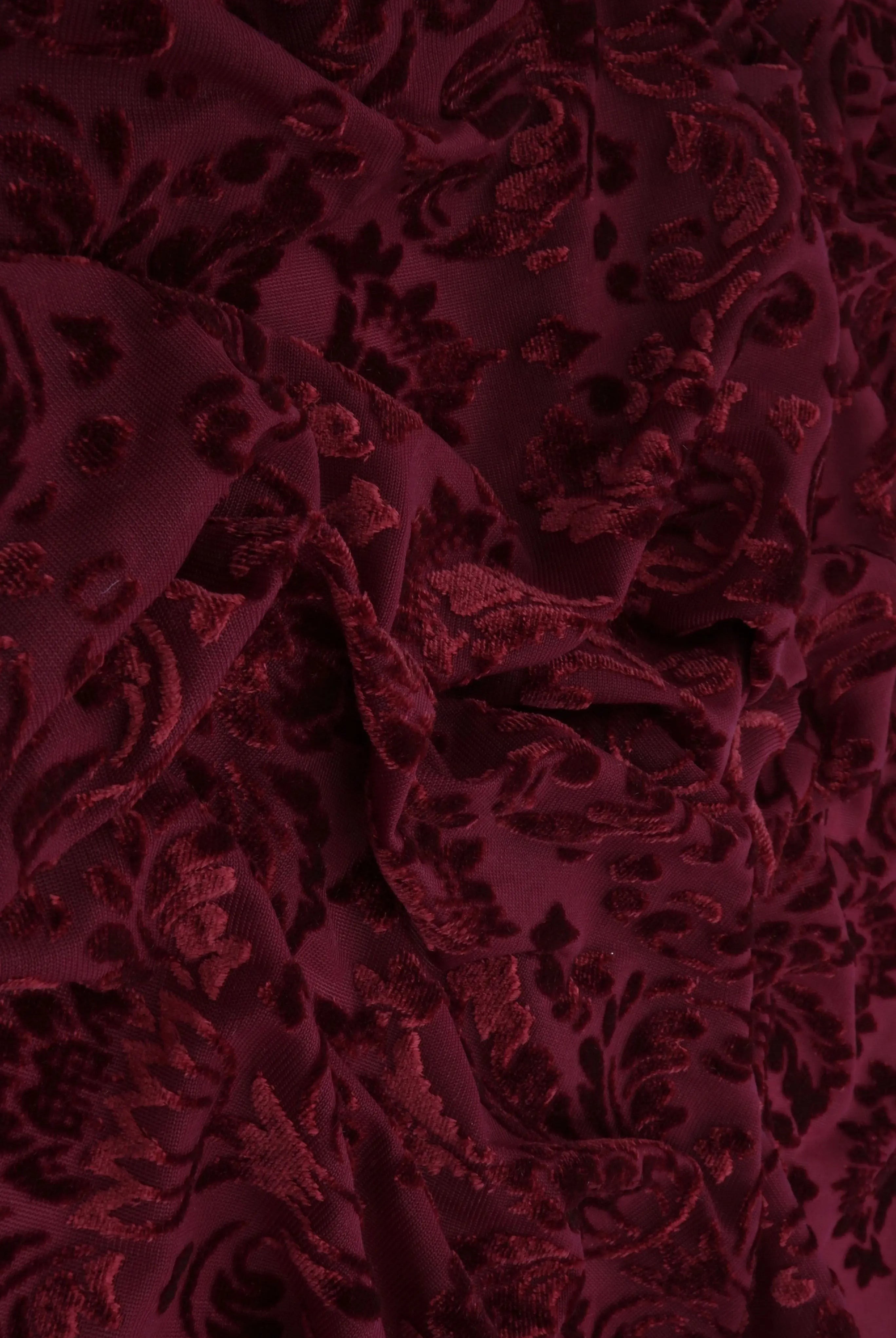KNT3869-MS11378 BURGUNDY BLOUSE BODYSUIT BOTTOMS BURGUNDI BURNOUT CAMI DAMASK DRESS KNIT NYLON PANTS POLYESTER PRINT-B RED SPANDEX STRETCH TOPS TUNICS VELVET