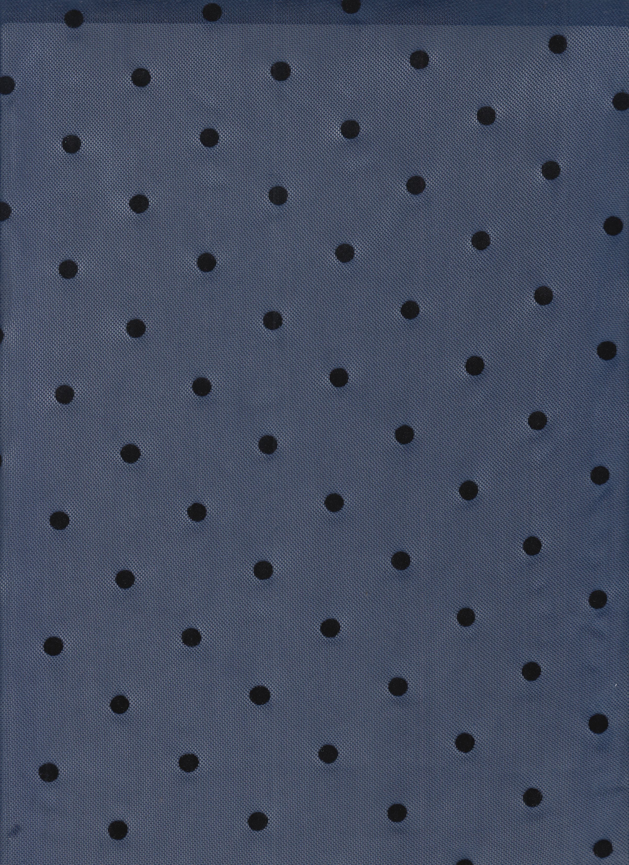 FLOCK-MS11408 NAVY BLOUSE BODYSUIT BOTTOMS DOT DRESS FLOCKING MESH POLYESTER PRINT SKIRTS SPANDEX STRETCH TOPS