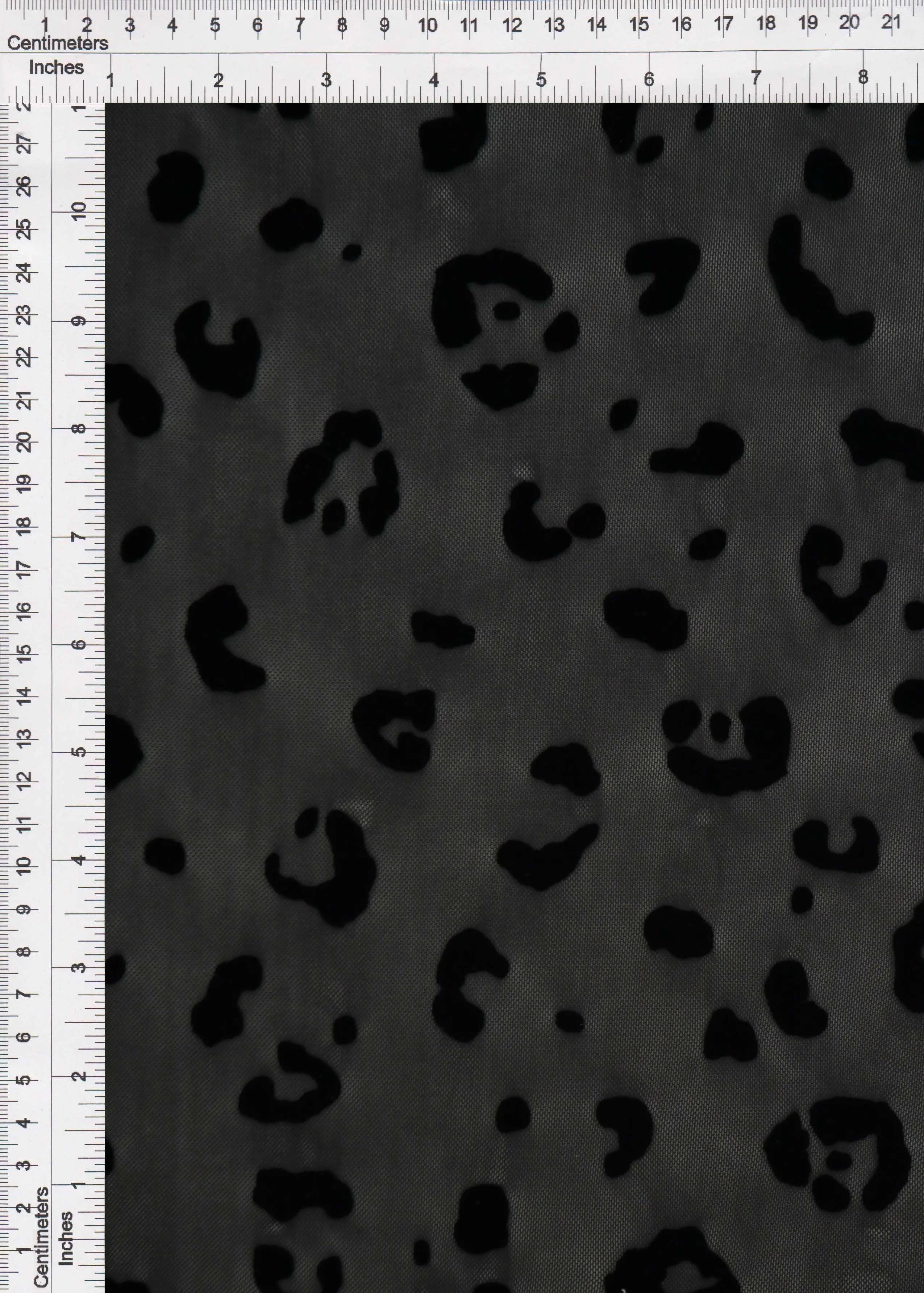 FLOCK-MS11409 BLACK BOTTOMS CAMI DRESS FLOCKING LEOPARD LOUNGEWEAR MESH POLYESTER PRINT SKIRTS SPANDEX STRETCH TOPS